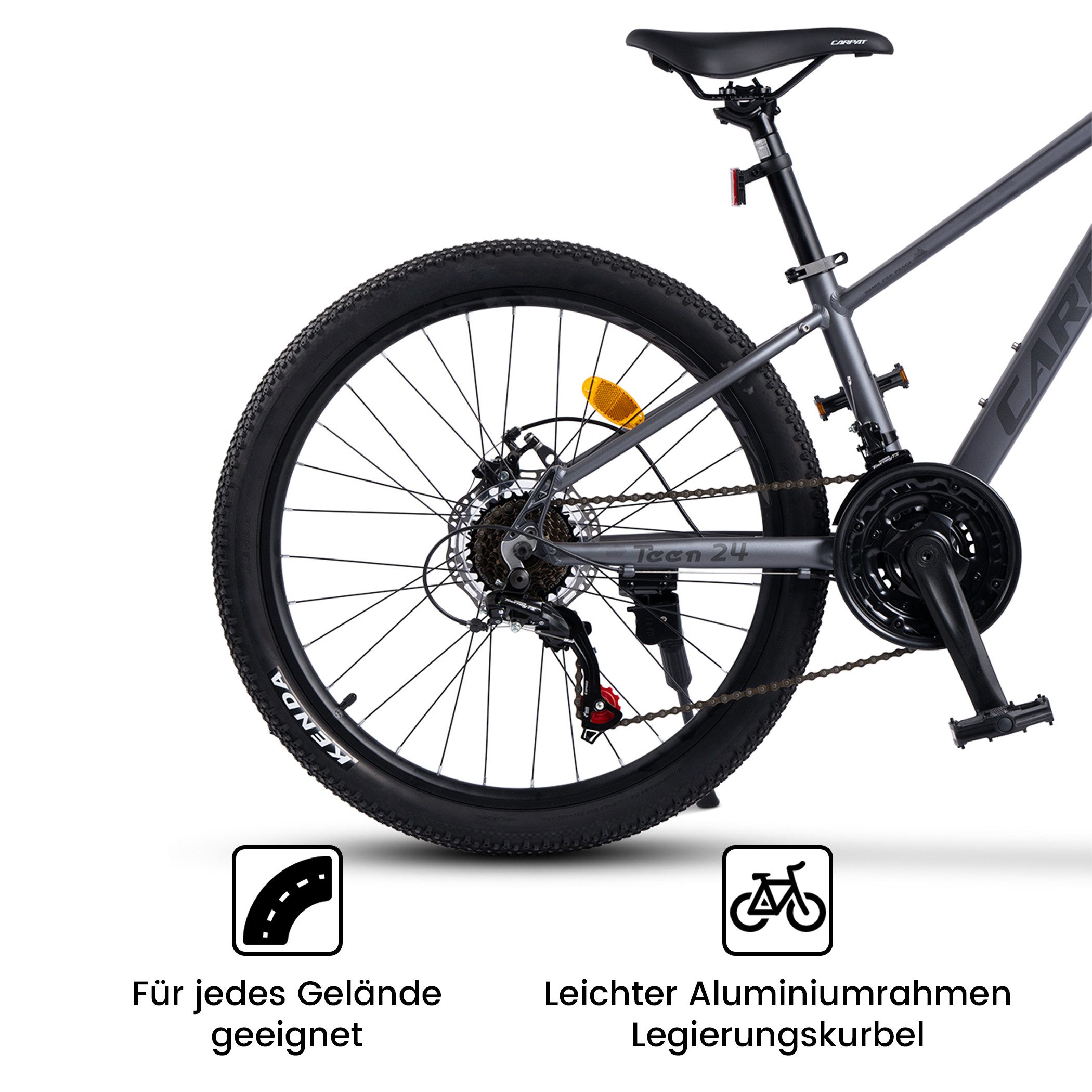 CARPAT SPORT Mountainbike 24 26 27.5 Zoll Fahrrad für Herren Damen, Mädchen und Jungen, 21 Gang Shimano Tourney Schaltwerk, Kettenschaltung, Aluminium Rahmen, Jugendfahrrad MTB Hardtail Fahrrad