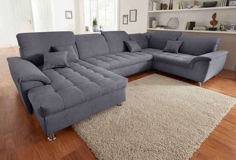 DOMO collection Wohnlandschaft Franzi wahlweise mit Kopfteilverstellung Bettfunktion, Bettkasten, im XXL-Format B/T/H: 352/214/80 cm, Schlafsofa, Steppung im Sitz