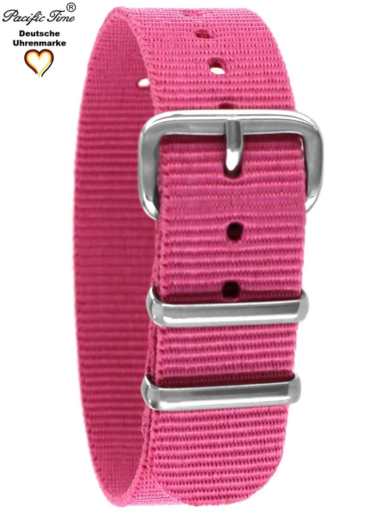 Uhrenarmband Time Textil 16mm, rosa Pacific Gratis Versand Wechselarmband Nylon