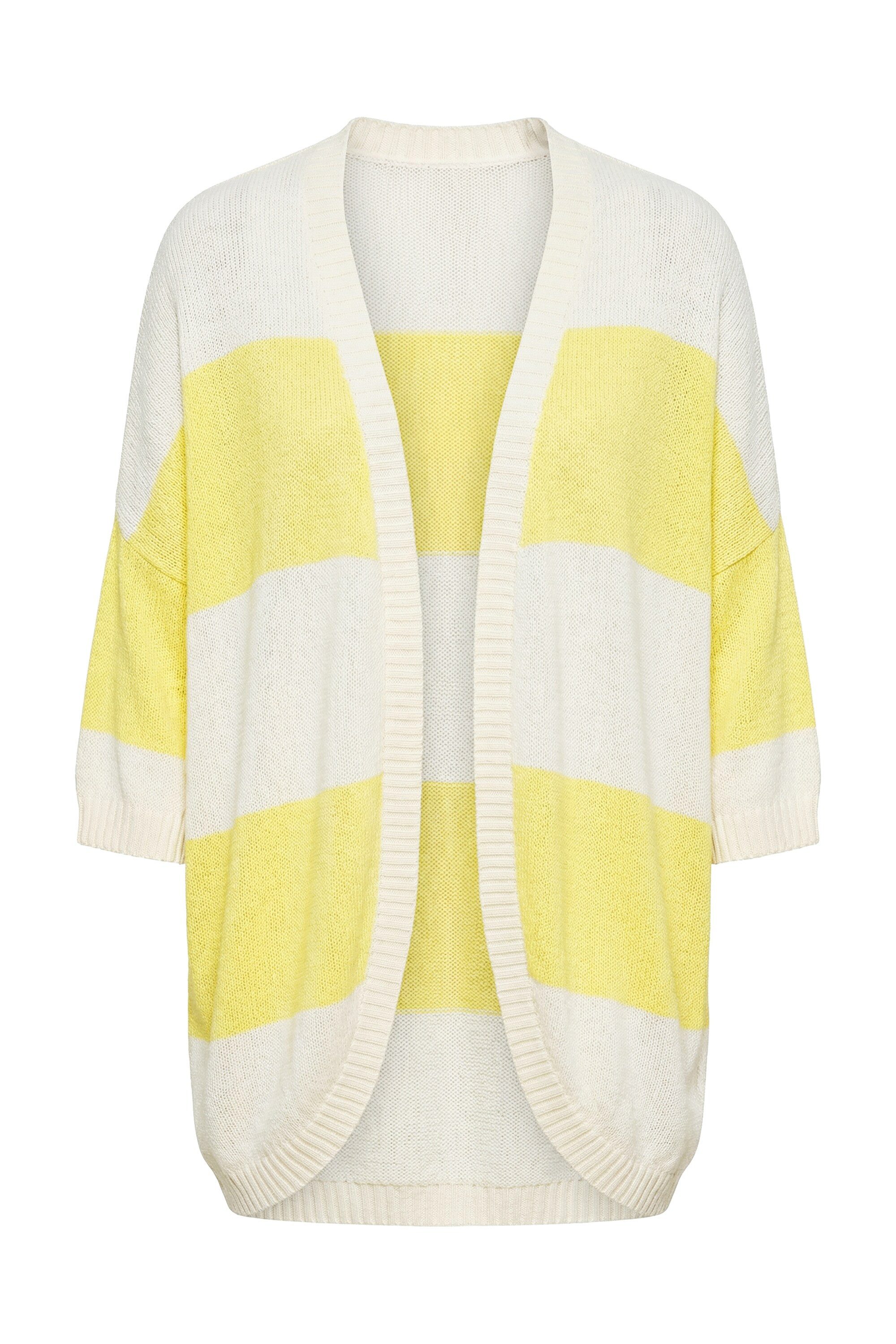 Ulla Popken Strickjacke Strickjacke Streifen Egg-Shape 3/4-Fledermausarm