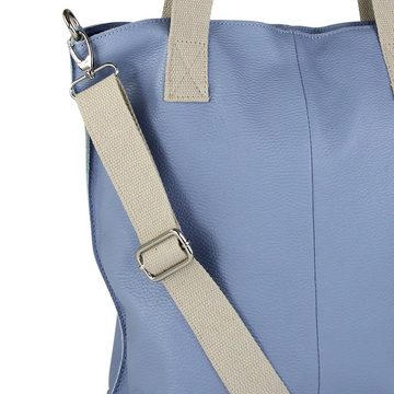 Toscanto Schultertasche Toscanto Damen Schultertasche Shopper (Schultertasche), Damen Schultertasche, Shopper Leder, hellblau, Größe ca. 44cm