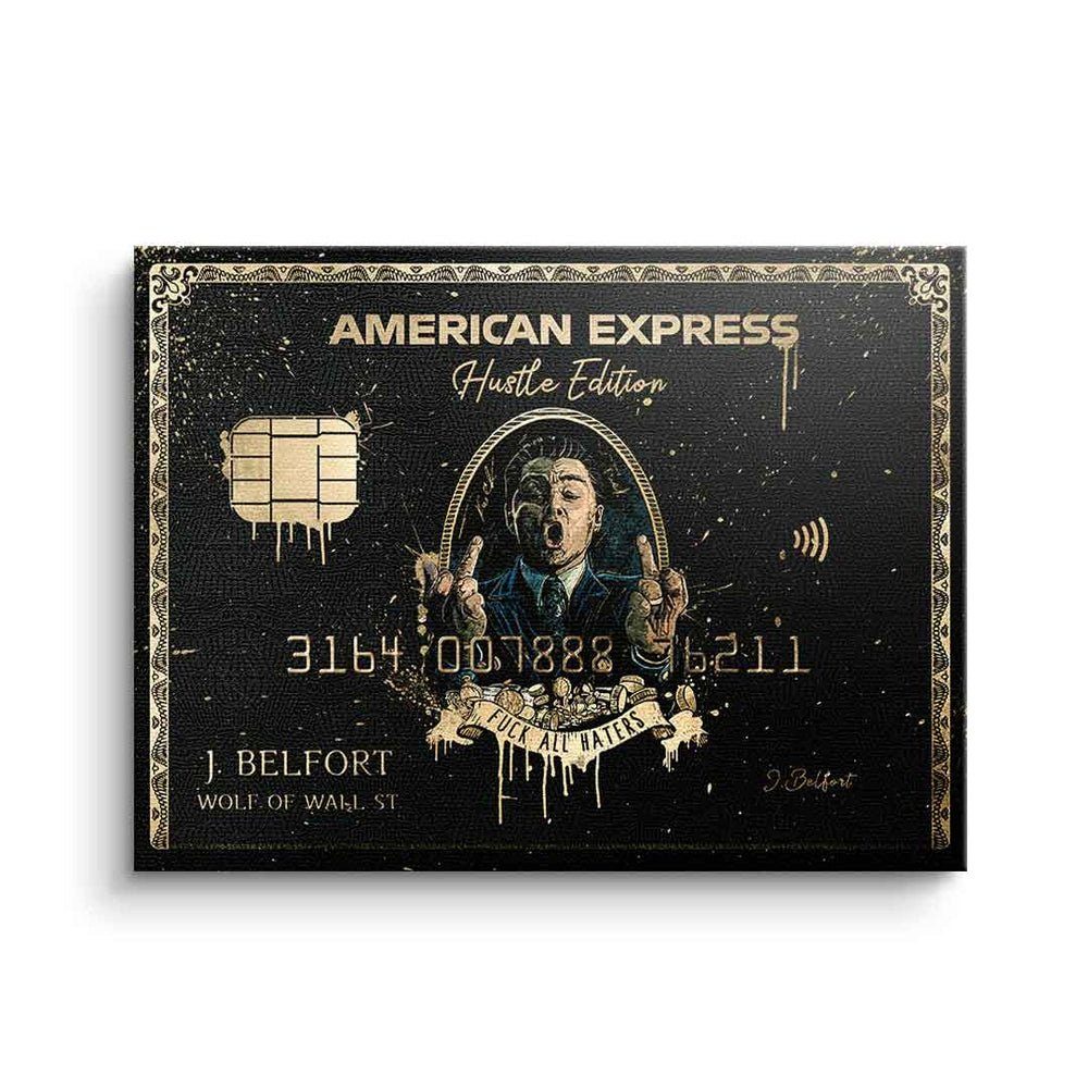 Edition silberner Blau, DOTCOMCANVAS® American Wall Express Street Amex Leinwandbild Leinwandbild, Hustle schwarz Rahmen