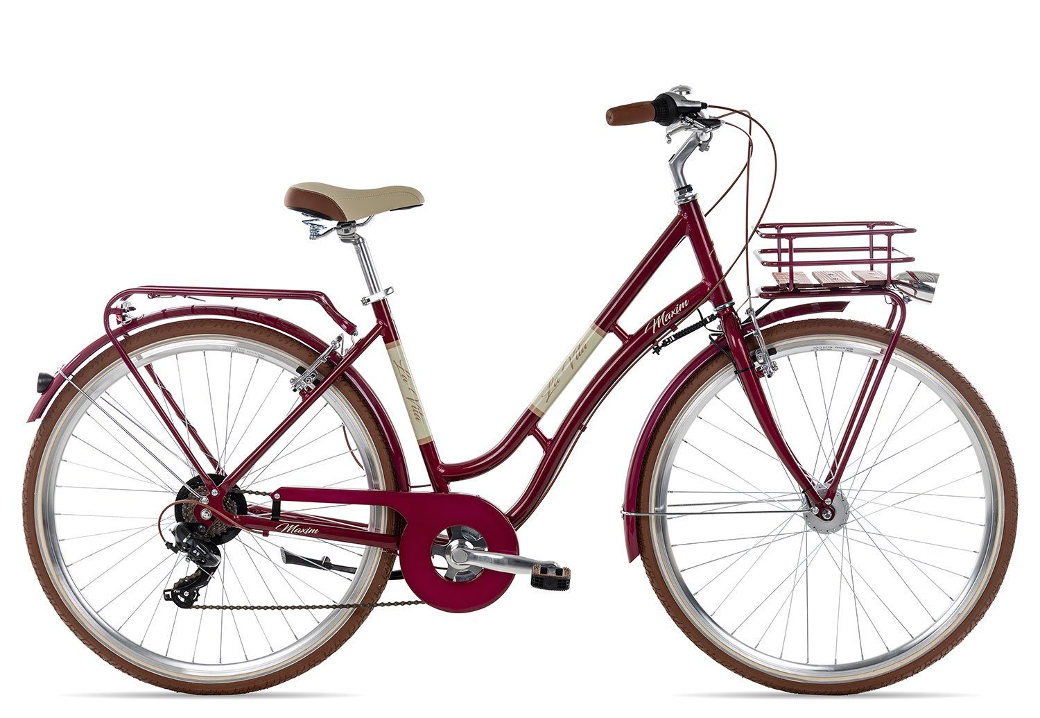 Maxim Cityrad La Vita, 7 Gang Shmano Tourney 7 Schaltwerk, Kettenschaltung, Citybike violett/rosa