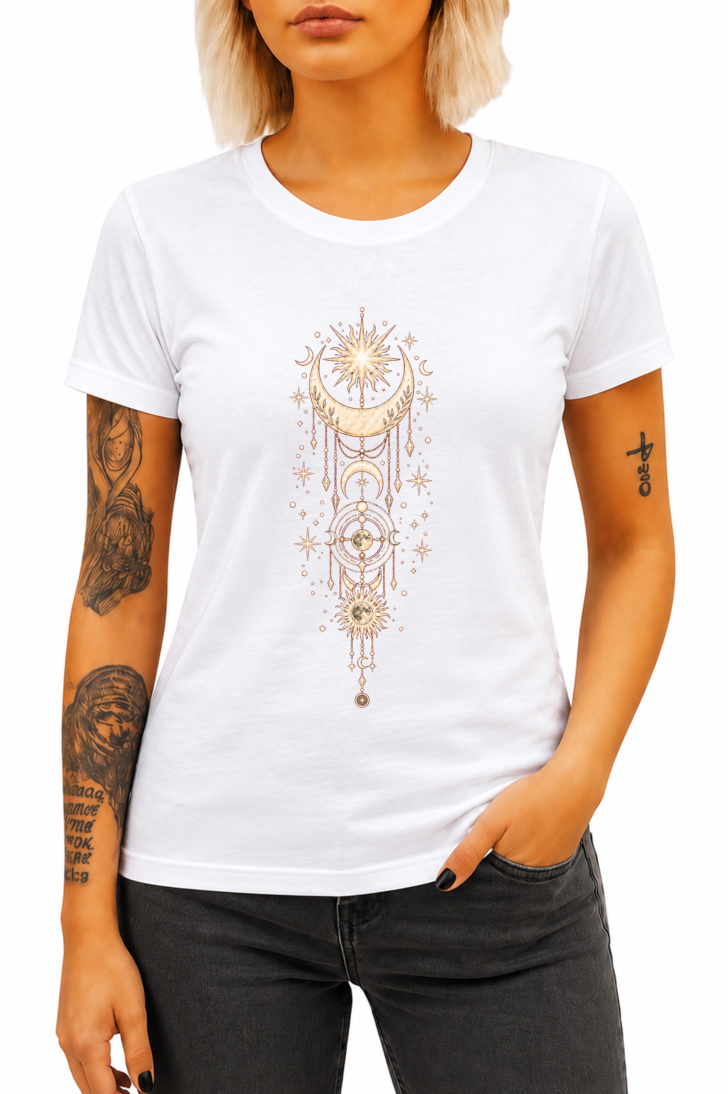 Banco T-Shirt Damen Shirt Classic Top Sommer Basic Mond Moon aus 100% Baumwolle