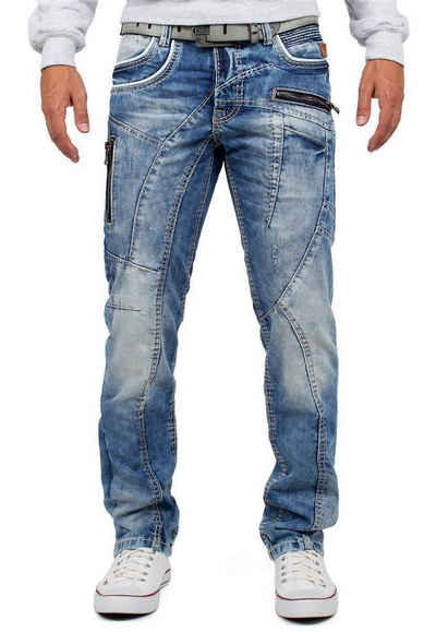 Cipo & Baxx Regular-fit-Jeans Herren Hose BA-C1150 W30/L32 (1-tlg) mit Verzierungen und Reißverschlüssen