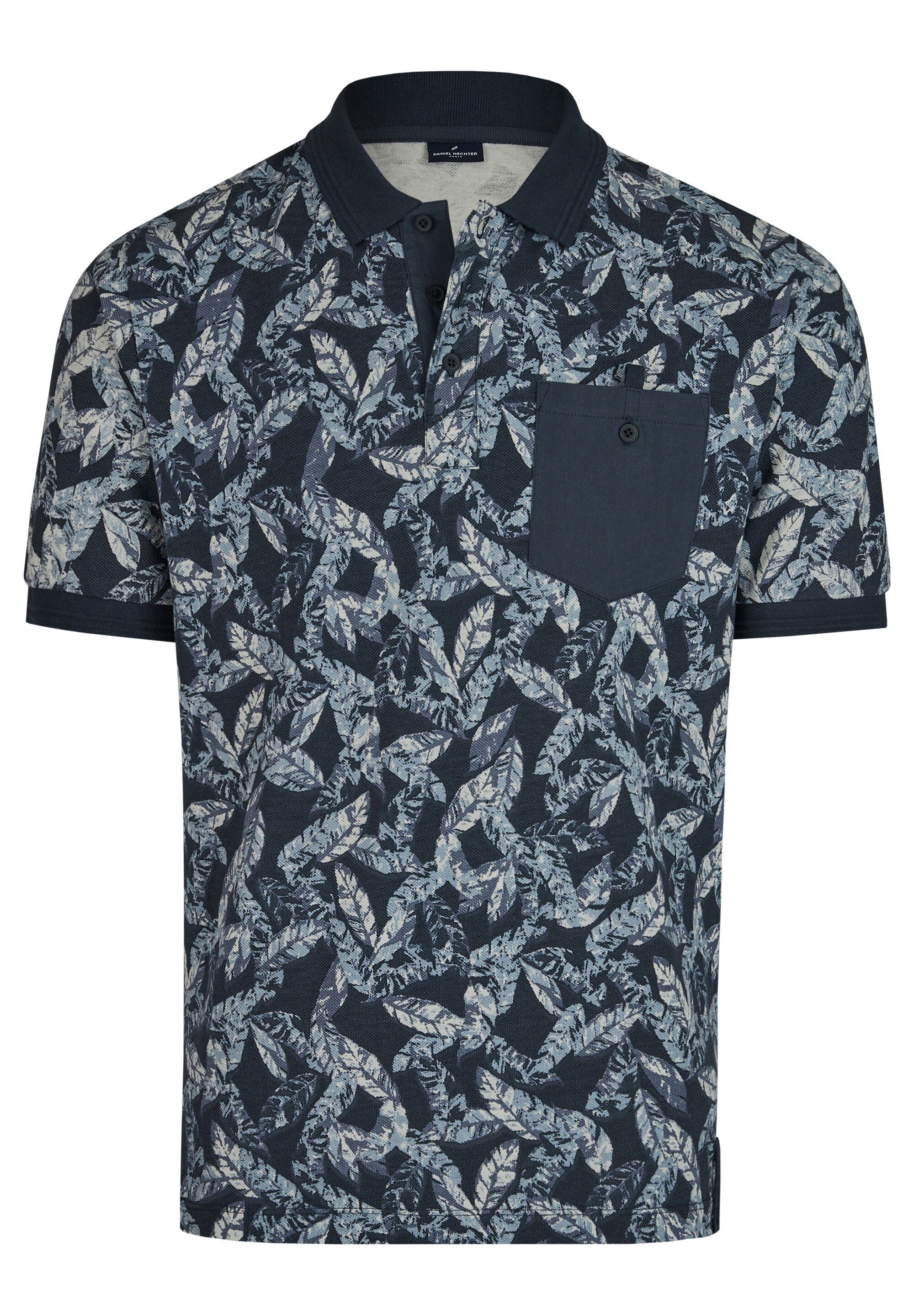 Poloshirt mit Allover Shirt Casual mit Blattprint, HECHTER Polo Druck PARIS