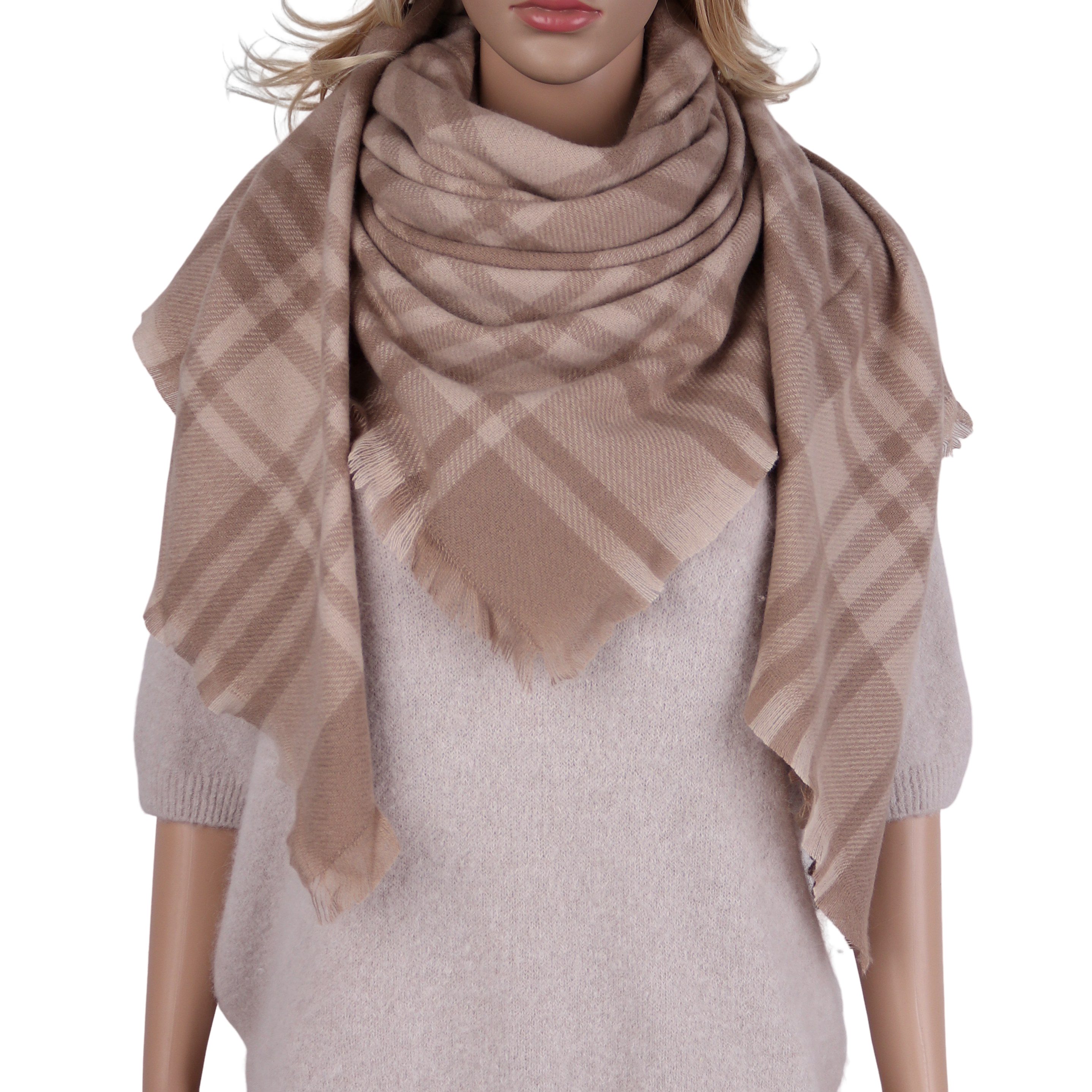 Dreieckstuch Viereckiges Tuch warmer Karo Muster ca.130x130cm