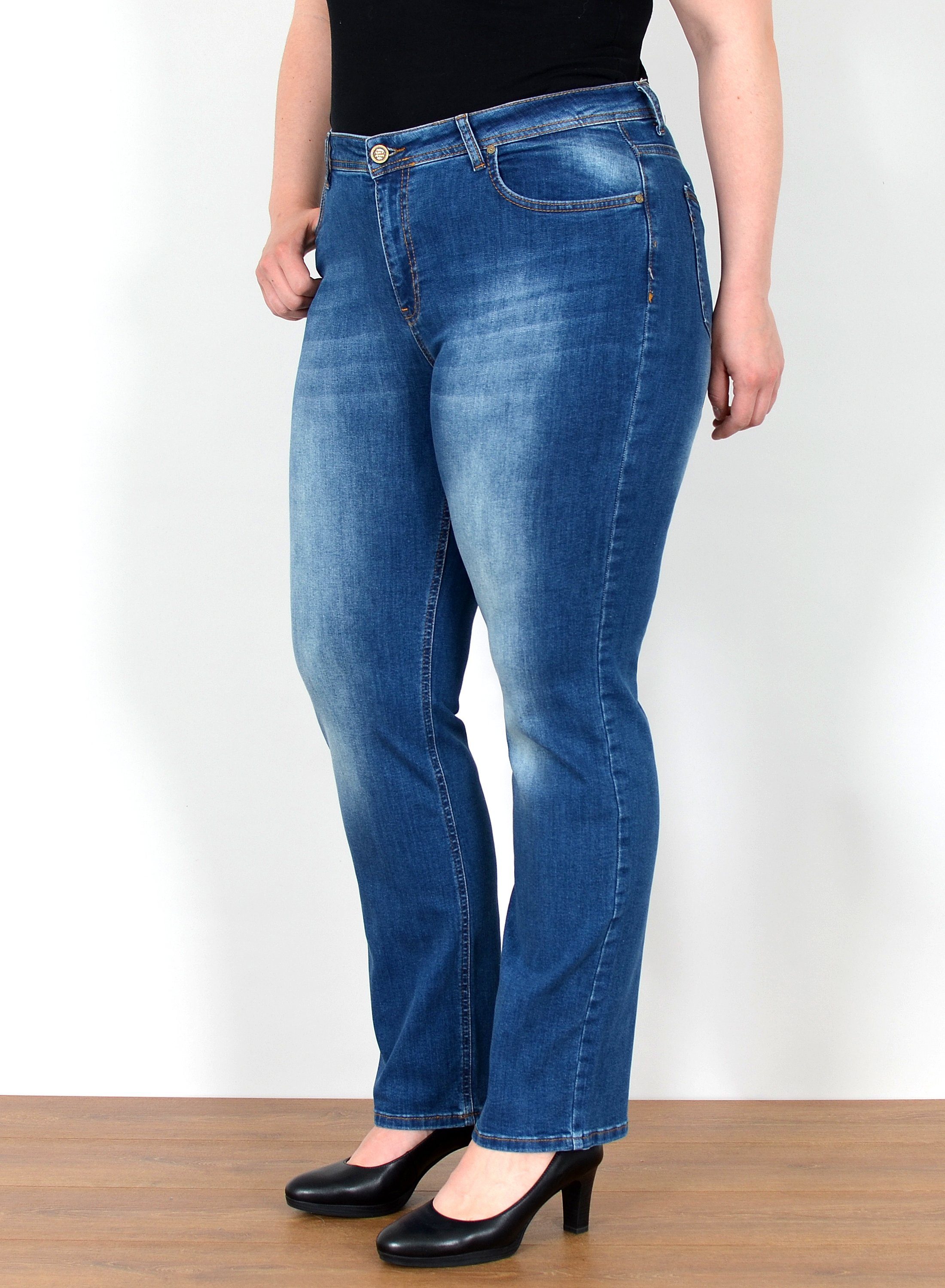 ESRA Straight-Jeans Straight Fit Jeans Damen High Waist Jeans-Hose Regular günstig online kaufen