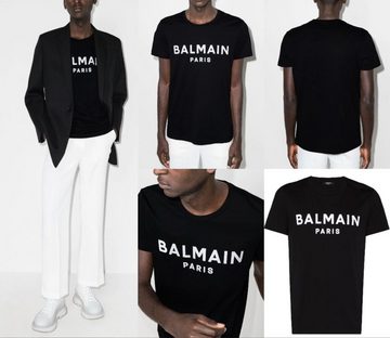 Balmain T-Shirt BALMAIN Flocked Logo Straight Fit T-Shirt Cotton Shirt Paris Tee XL