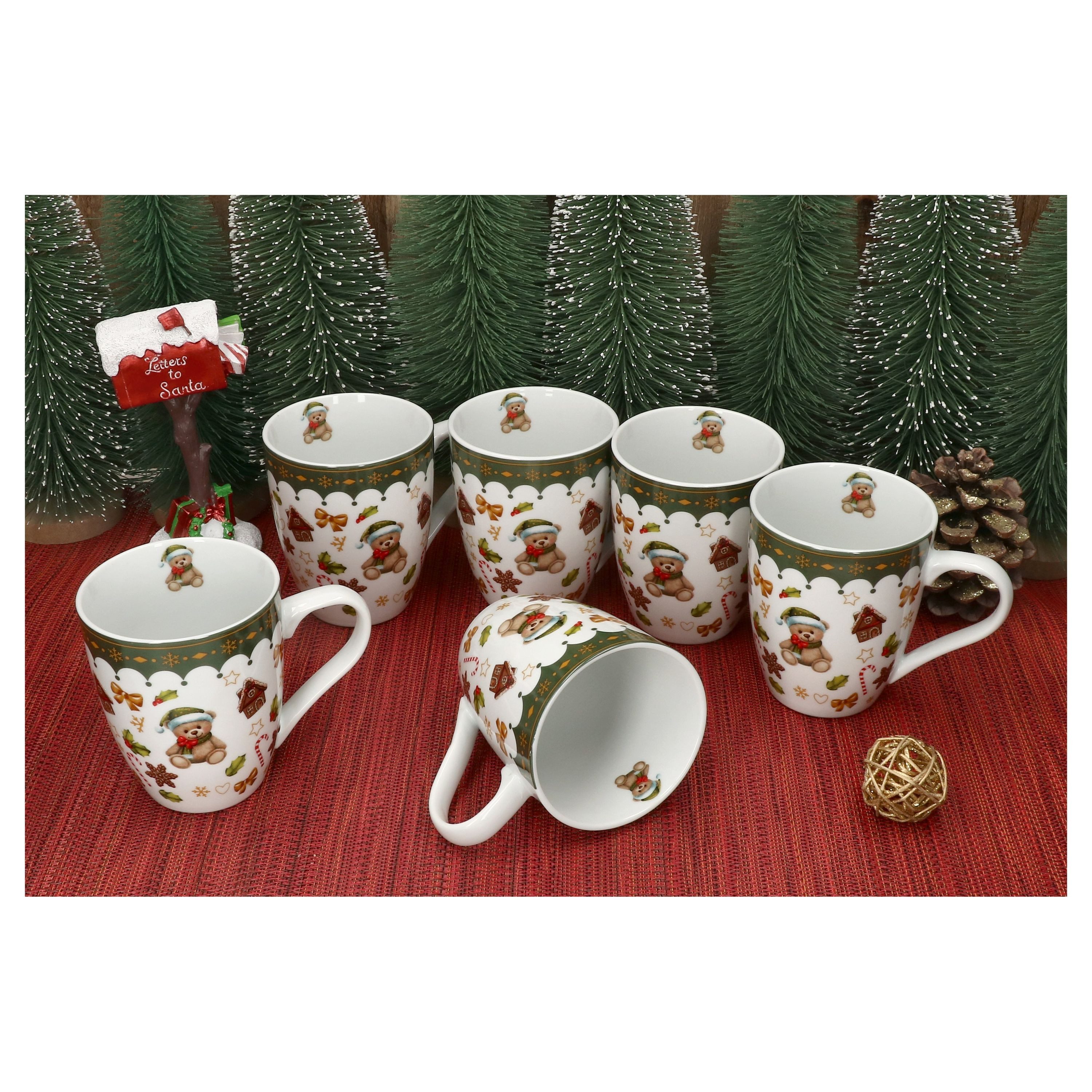 MamboCat Becher Friend 6x Kaffeebecher Weihnachten 480 ml Porzellan Tassen Teddybär, Porzellan