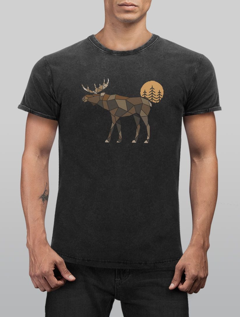 Neverless Print-Shirt Herren Vintage Shirt Printshirt günstig online kaufen