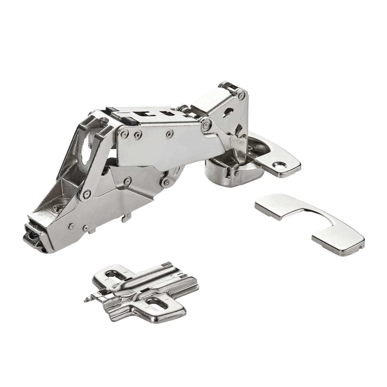 SO-TECH® Türbeschlag Weitwinkelscharnier 165° Sensys 8657i, Softclose (1 St), Mittelanschlag + Montageplatte Höhe 1,5 mm + Abdeckung