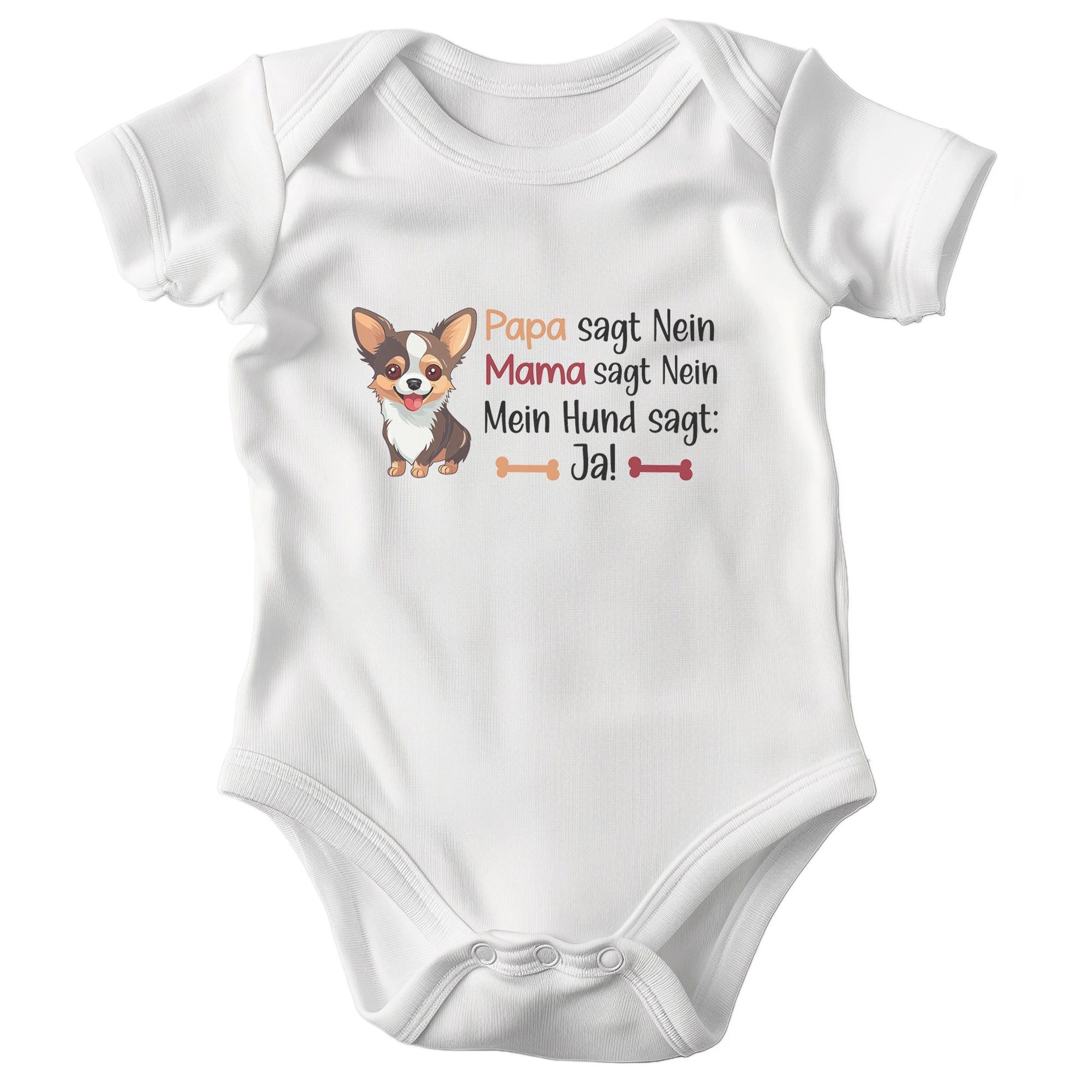 22Feels Kurzarmbody Bio Unisex Babybody Weiß Chihuahua Ja Geschenk Taufe 1. Geburtstag BIO-Baumwolle - In Deutschland Bedruckt - Niedlicher Print