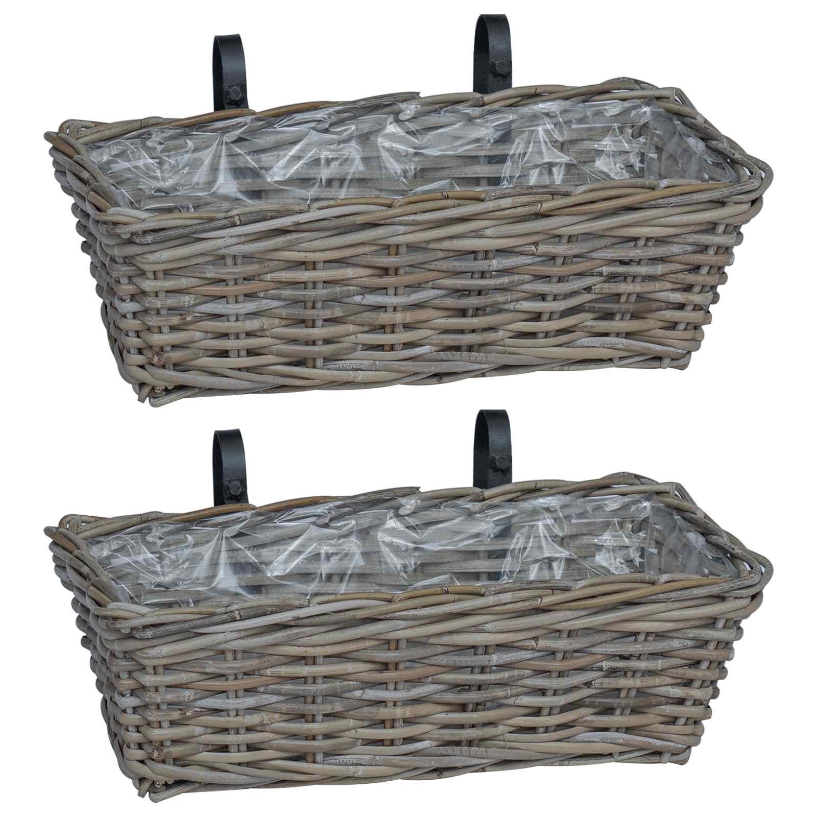 vidaXL Aufbewahrungskorb Hängender Blumentopf Korb 2 pcs Grau 48 x 22 x 15 cm (2 St)