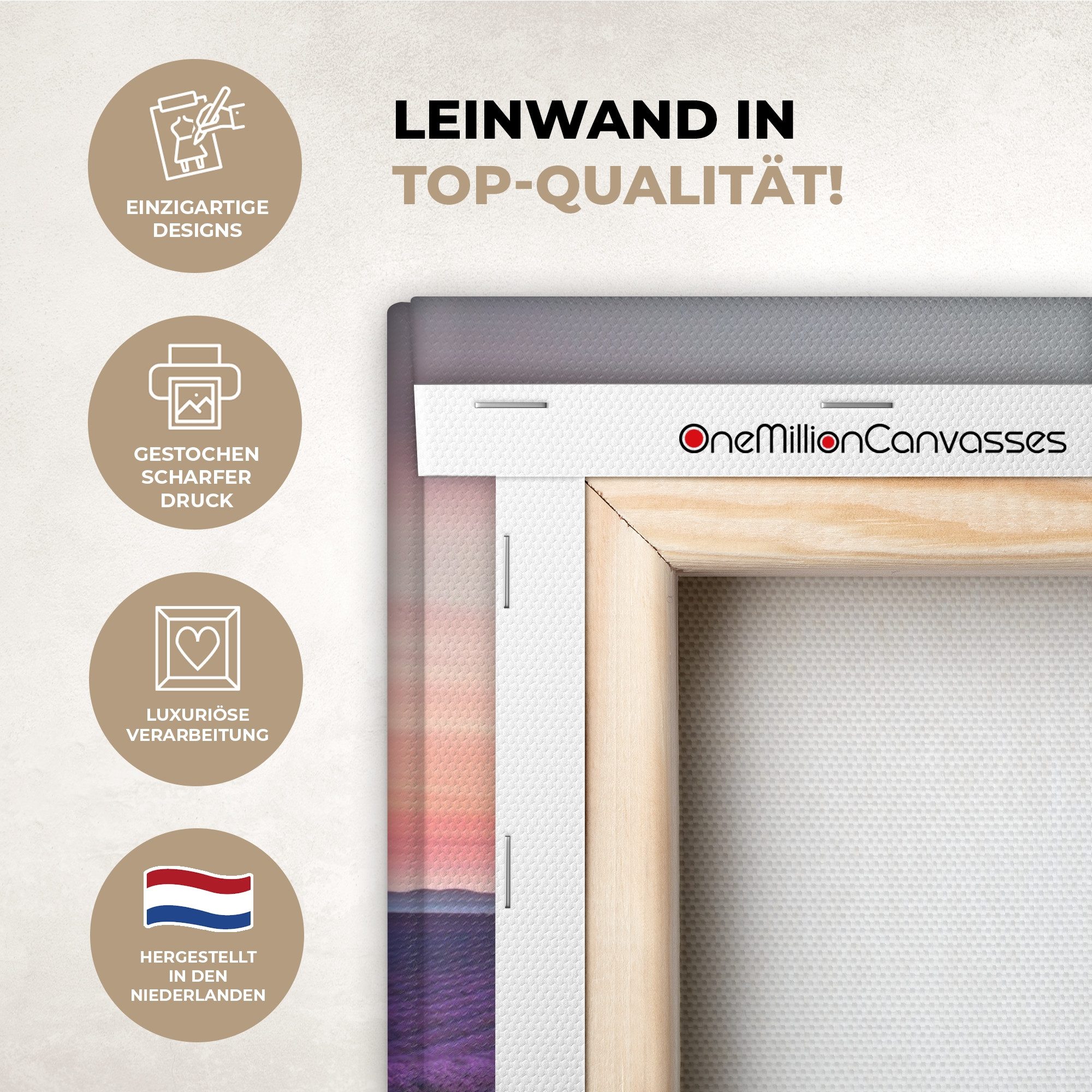 OneMillionCanvasses® Leinwandbild Lavendel - Lila - Blumen - Luft, Fotodruck (1 St), Wandbild, Deko Schlafzimmer Wohnzimmer Flur 20x20 cm