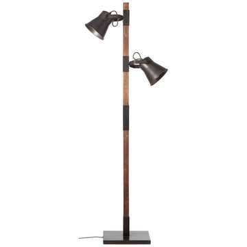 Lightbox Stehlampe, ohne Leuchtmittel, rustikale Standleuchte, 1,54m Höhe, Köpfe schwenkbar, Metall/Holz