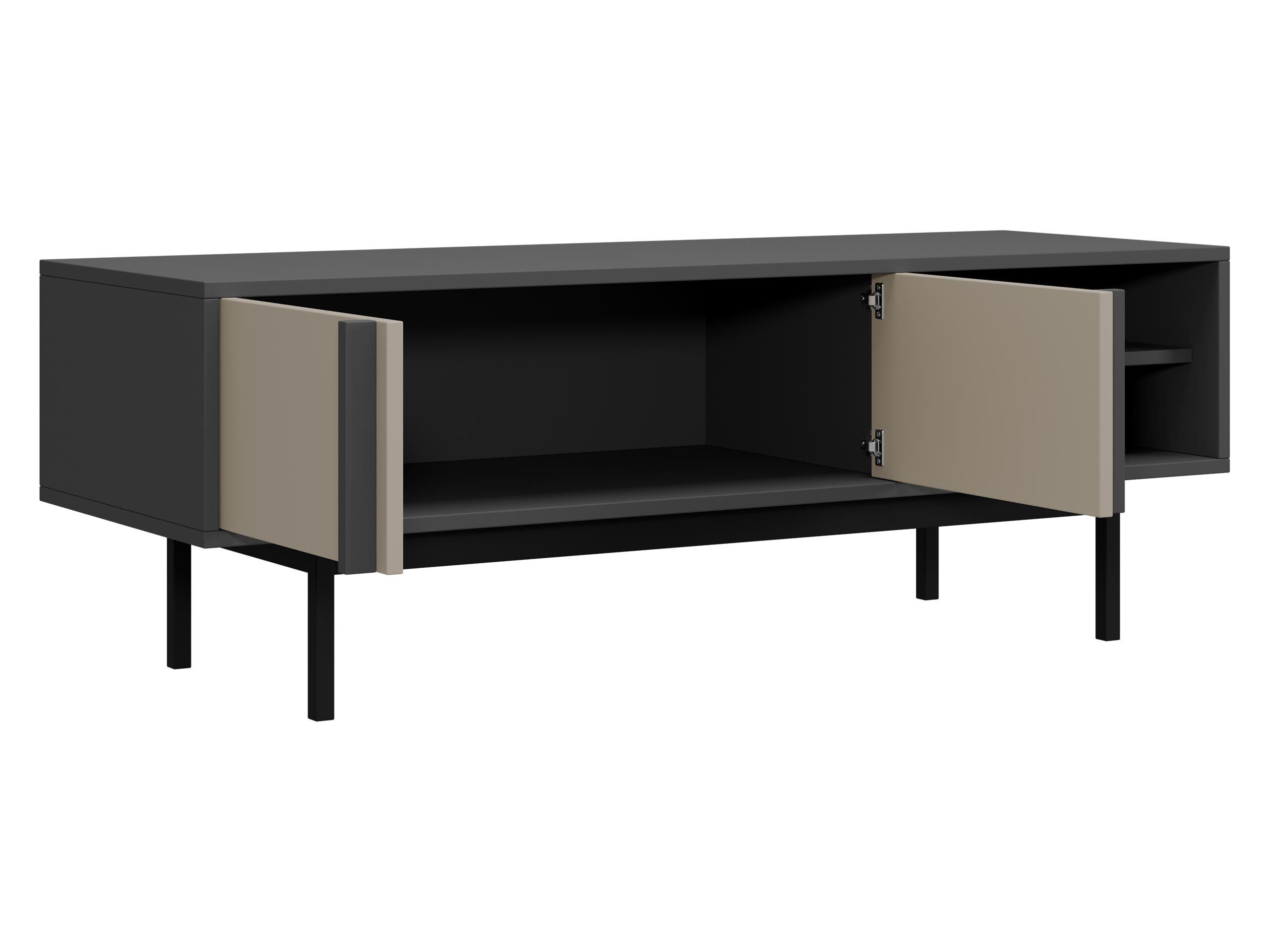 MIRJAN24 TV-Schrank Alsy 2D AL10 (mit zwei Drehtüren) Untergestell aus Metall in der Farbe Schwarz