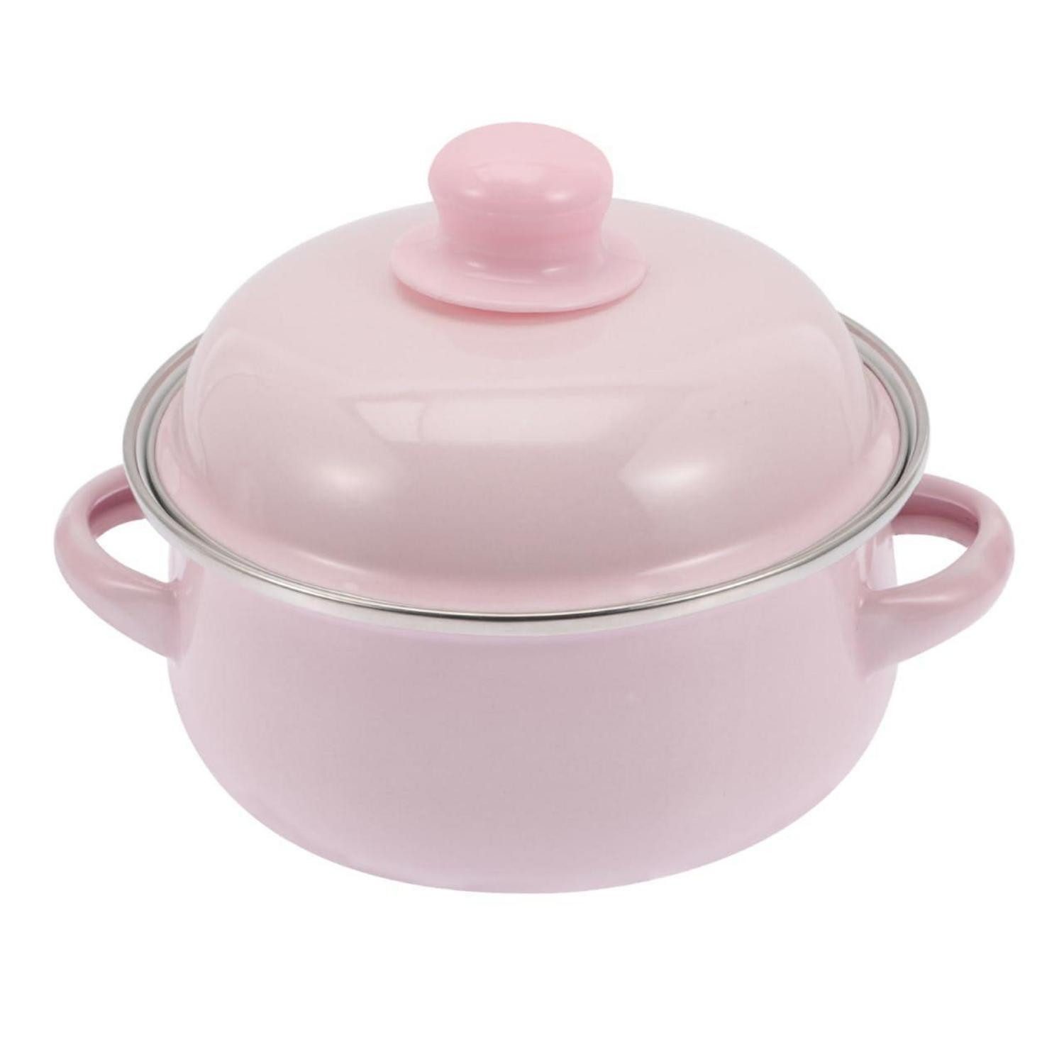 LuxusKollektion Schmortopf Emaille Topf mit Deckel 1,1L Rosa 16cm