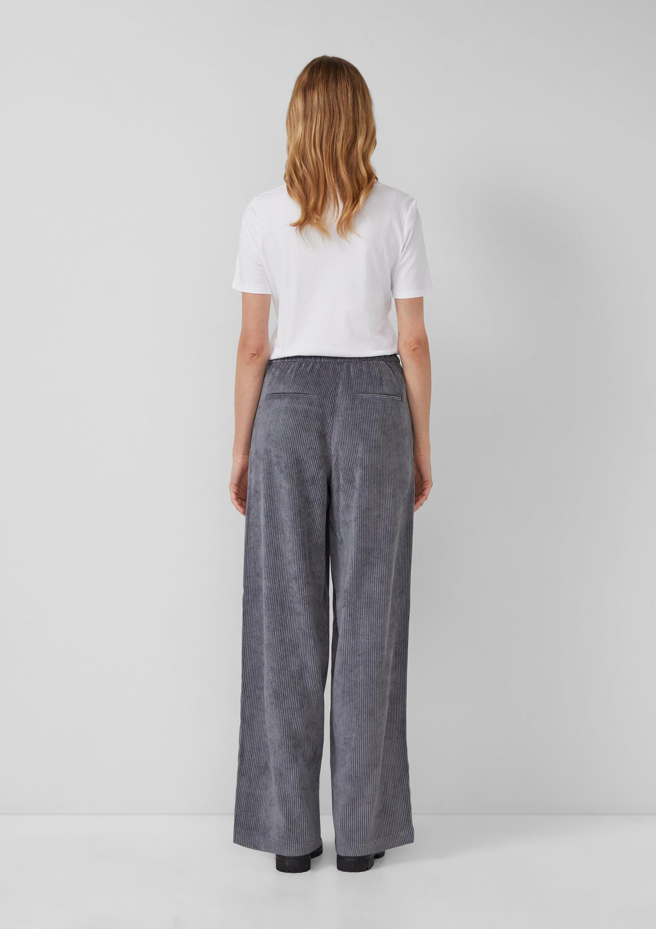 s.Oliver Chinos Hose Cordhose mit Elastikbund und Wide Leg
