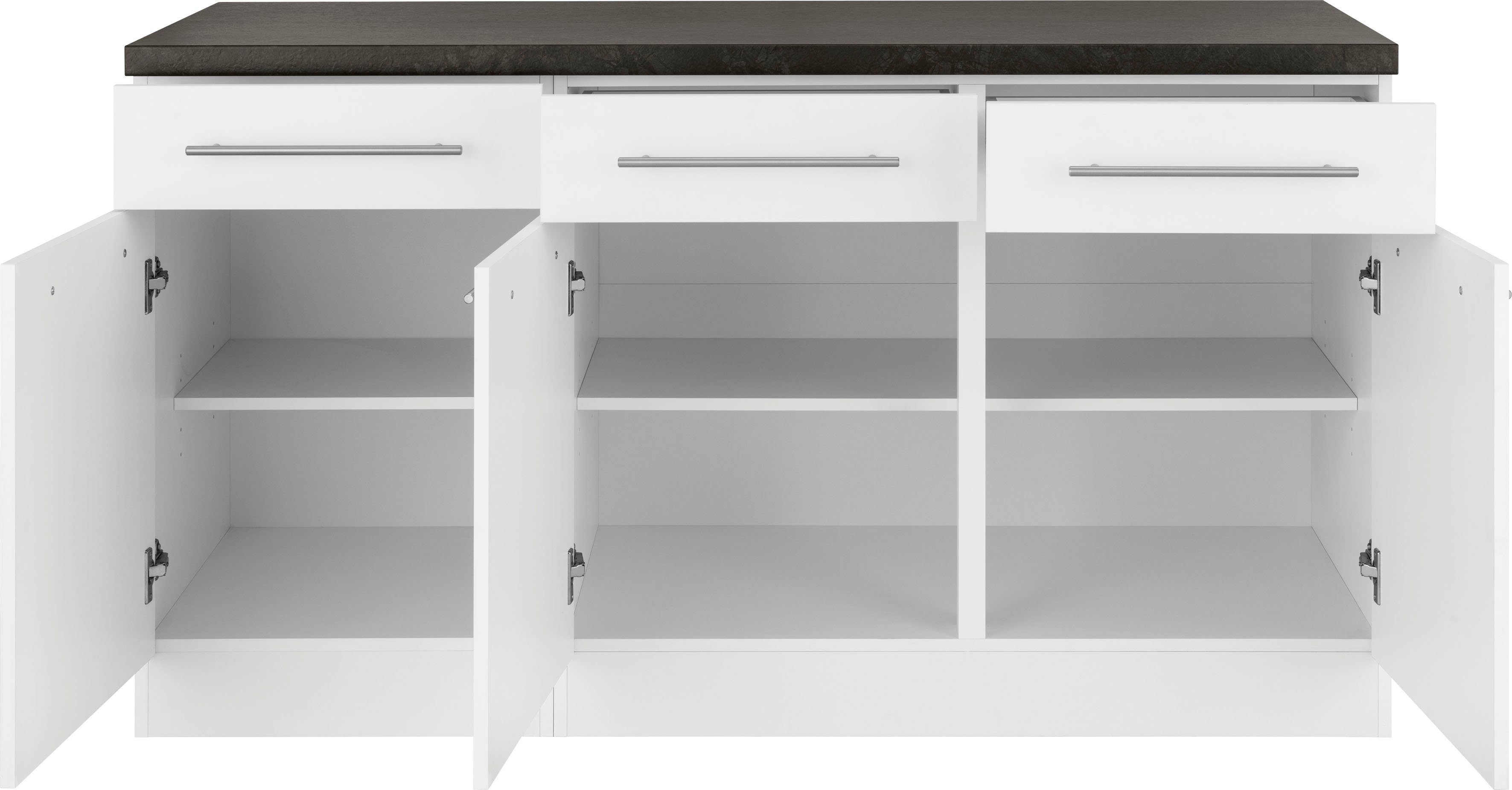 wiho Küchen Unterschrank Unna | schwarz cm weiß/granit breit 150 Weiß