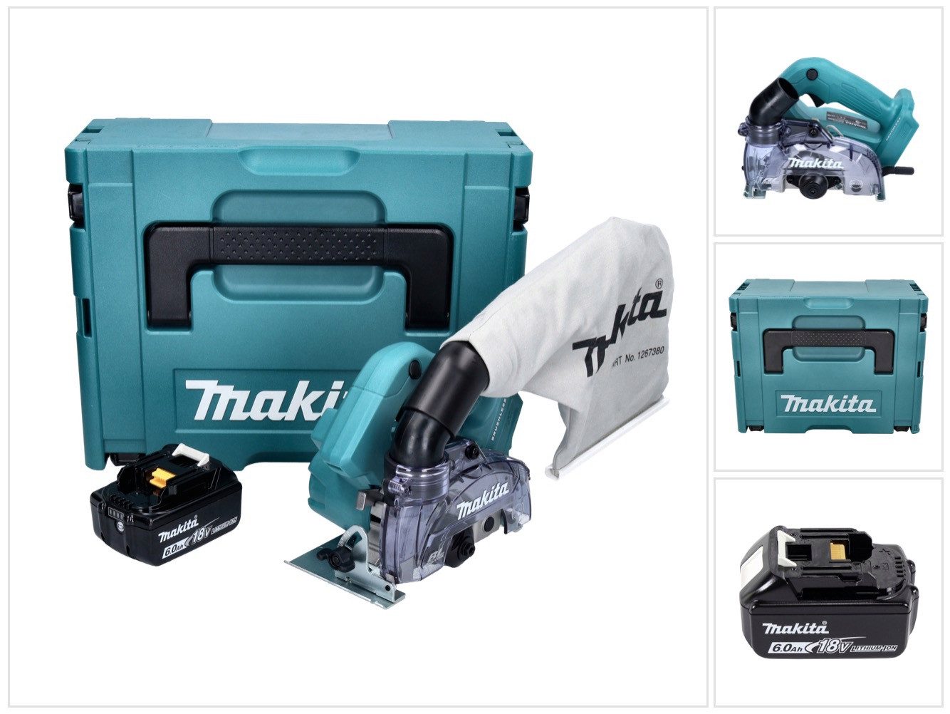 Makita Akku-Trennschleifer DCC 500 G1J Akku Diamantschneider 18 V 125 mm Brushless + 1x Akku 6,0