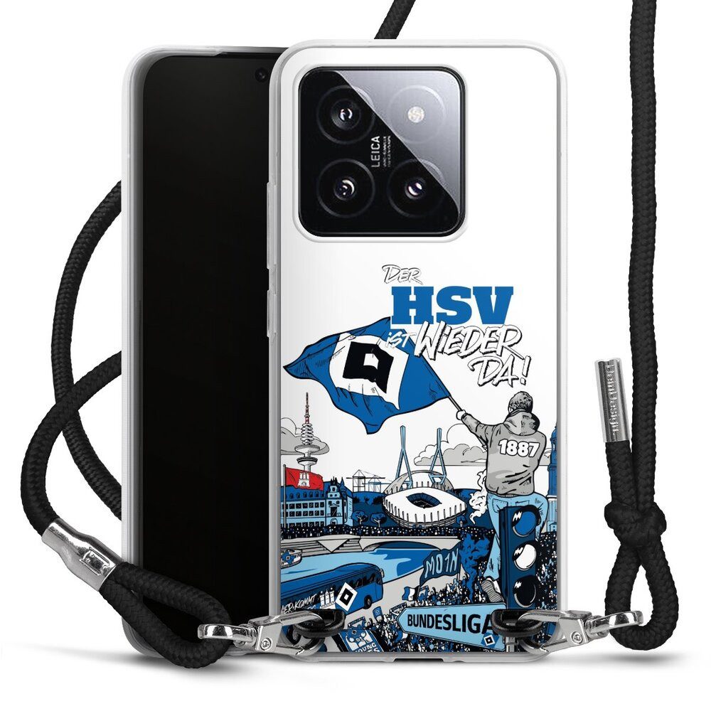 DeinDesign Handyhülle Hamburger SV Offizielles Lizenzprodukt Aufstieg, Xiaomi 14 Handykette Hülle mit Band Case zum Umhängen Cover mit Kette