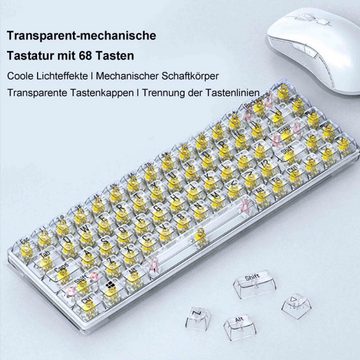Diida Mechanische Tastatur Transluzent, 68 Tasten Wired Gaming Keyboard Gaming-Tastatur