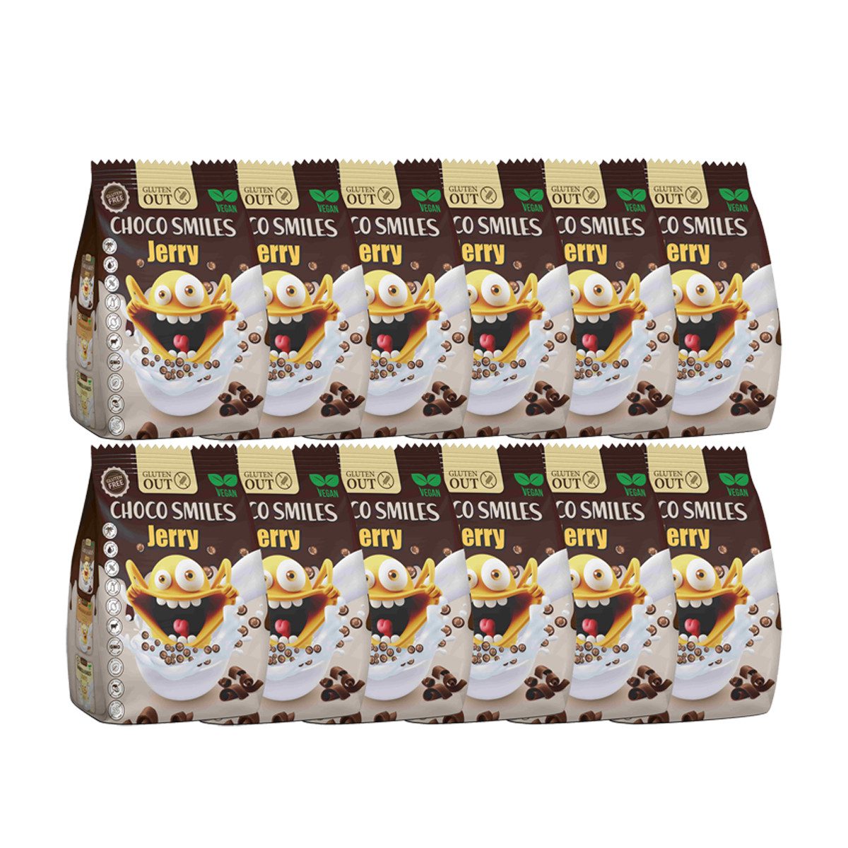 Nerano Cerealien, Nerano Choco Smiles Jerry Frühstücksgetreide Vegan 375g 12er Pack