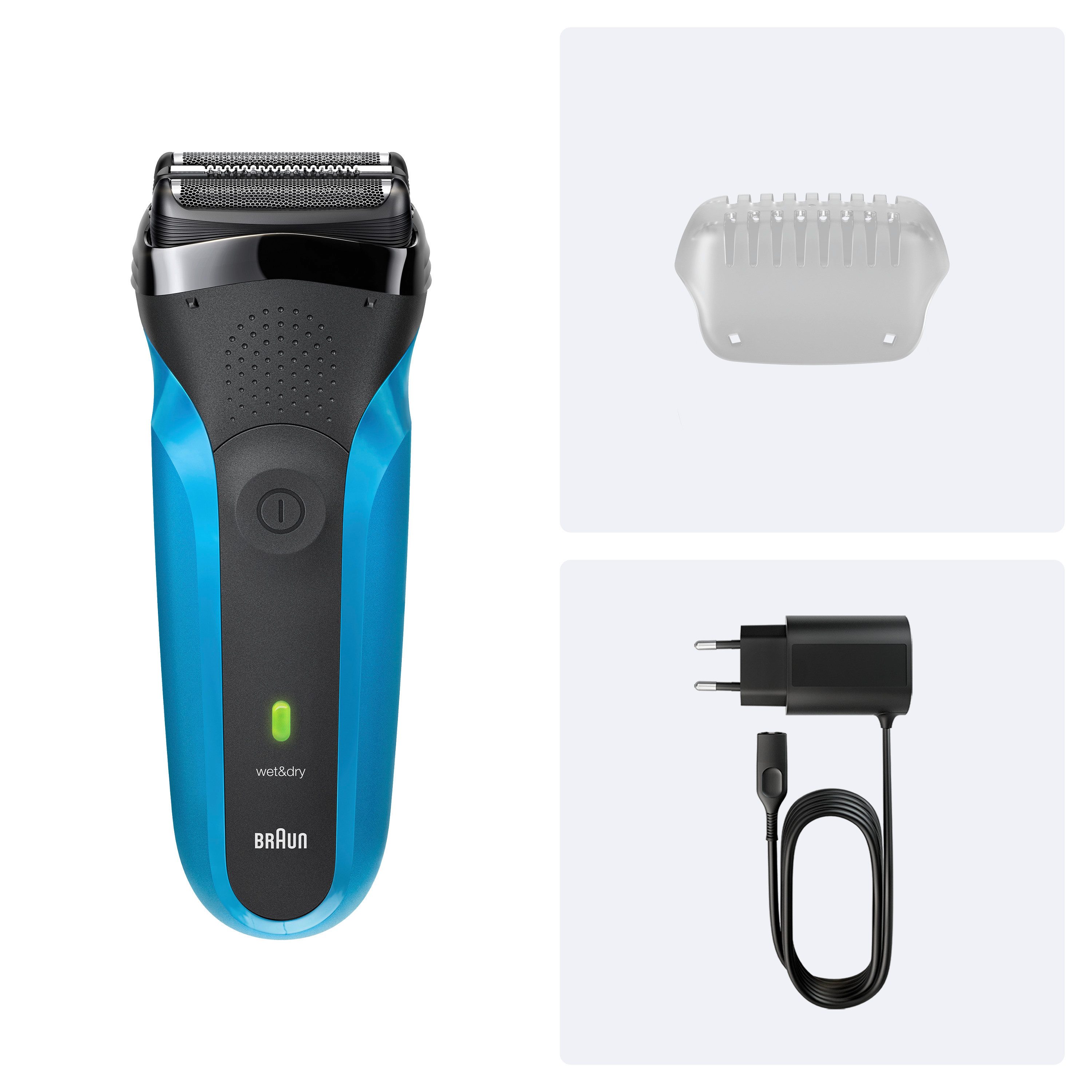 Braun Elektrorasierer Series 3 310s, 3 flexible Klingen blau|schwarz