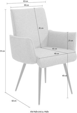 K+W Komfort & Wohnen Essgruppe Giacomo I, (6-tlg., Polsterbank, 2 Stühle und 2 Armlehnenstühle), 2 Stühle und Bank, 2 Armlehnenstühle Stoff 775, Tisch 160 oder 180 cm