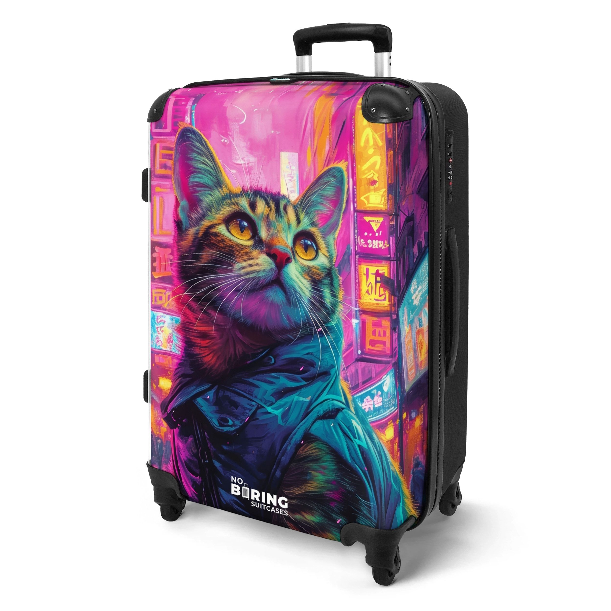 NoBoringSuitcases.com© Hartschalen-Trolley Katze mit Mantel in günstig online kaufen