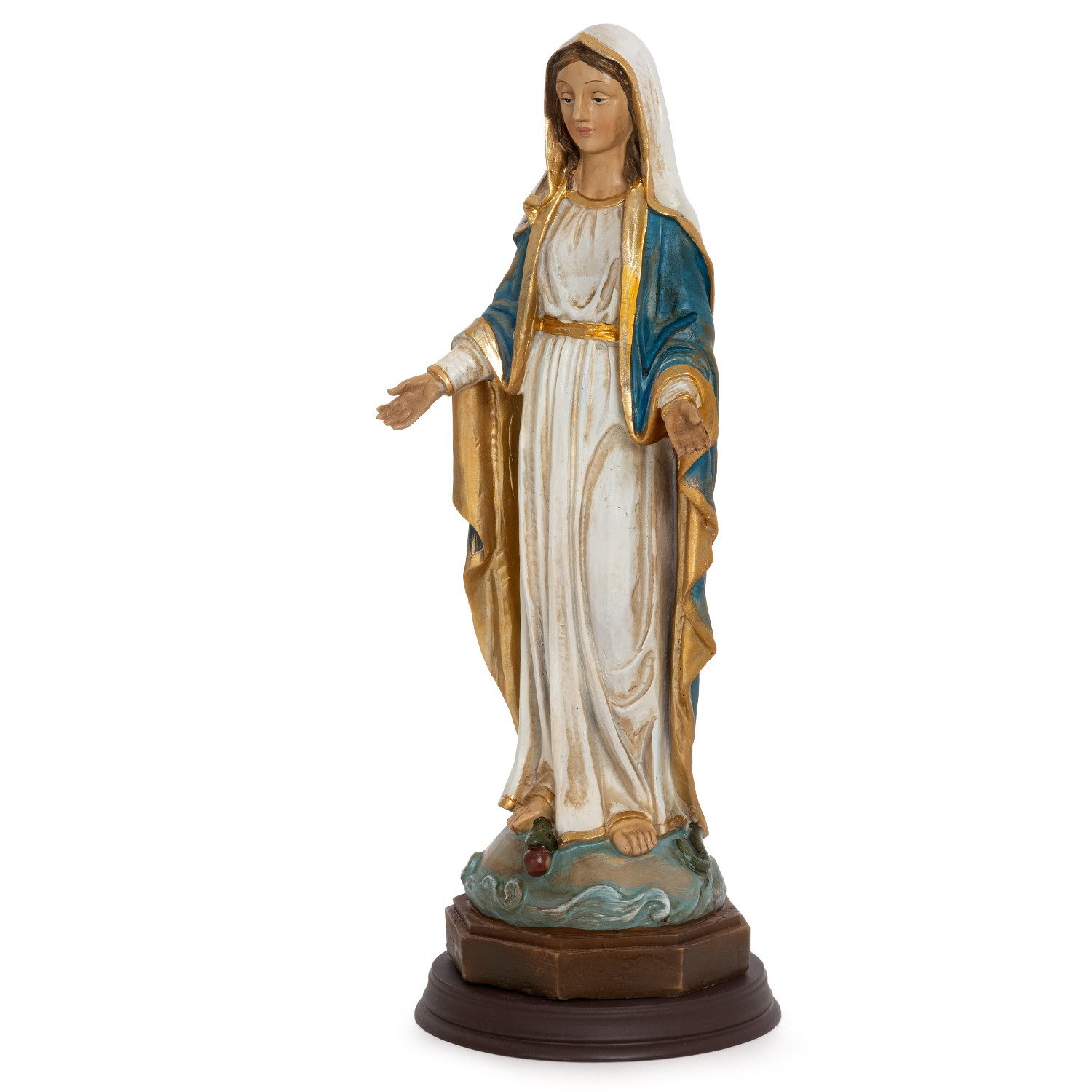 Moritz Dekofigur Jungfrau Maria Statue 31 cm – Marienfigur mit blau-goldenem Gewand, Polyresin Figuren Deko Geschenk Geometrische TierFigur Modern Skulptur – Bild 4 von 5