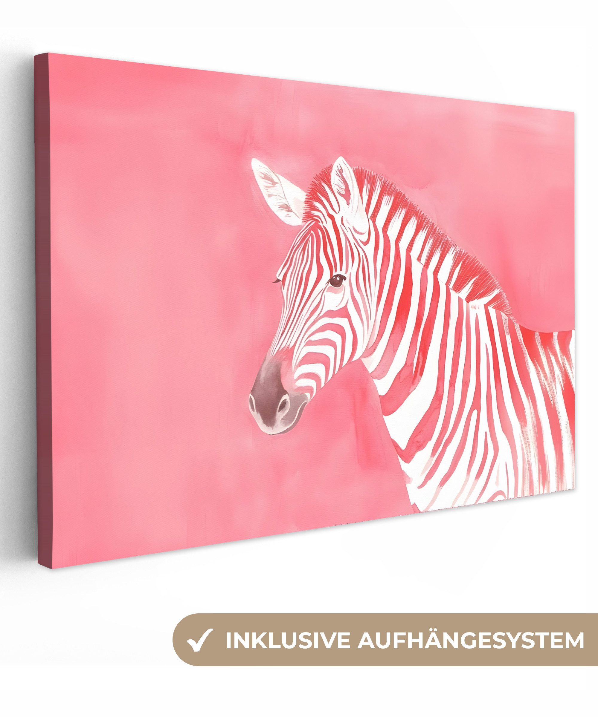 OneMillionCanvasses® Leinwandbild Zebra - Rosa - Farbe, Fotodruck (1 St), L günstig online kaufen