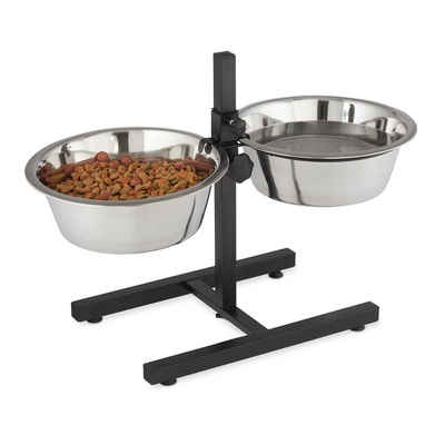 relaxdays Napf-Set Futterstation Hund höhenverstellbar, 2 x 4,5 Liter