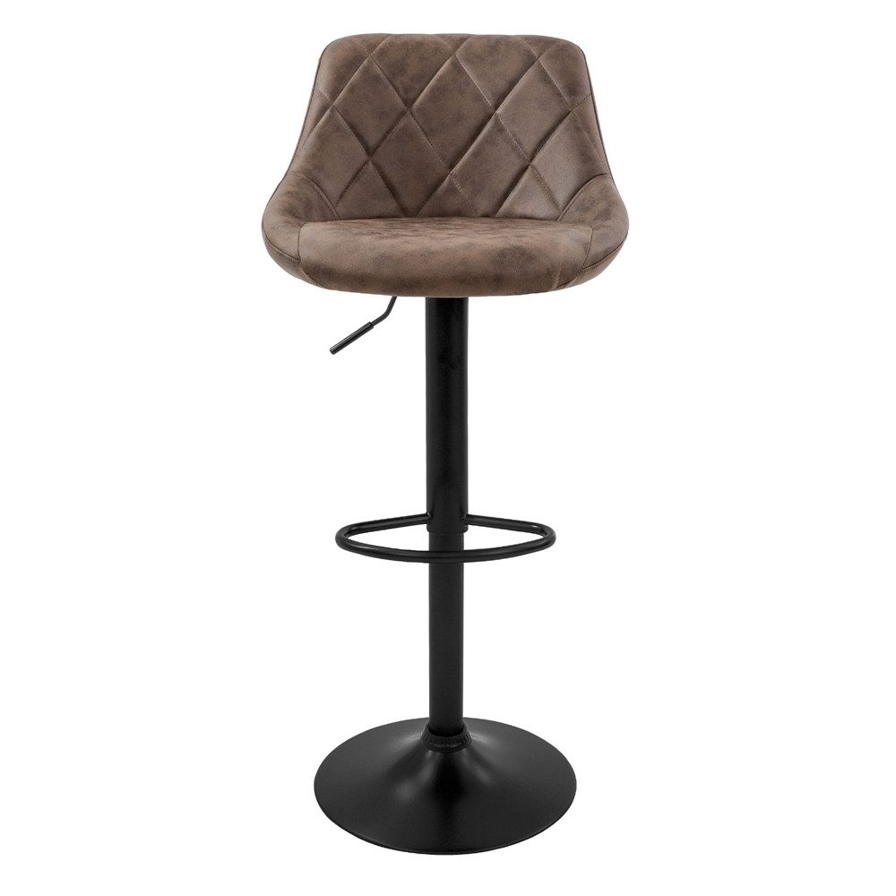 ML-DESIGN Barhocker Gepolsterter Barstuhl mit Rückenlehne und Fußstütze, 360° drehbar (2 St), Drehstuhl höhenverstellbar 62-82 cm 2er Set Braun Bezug aus Kunstl – Bild 2 von 5
