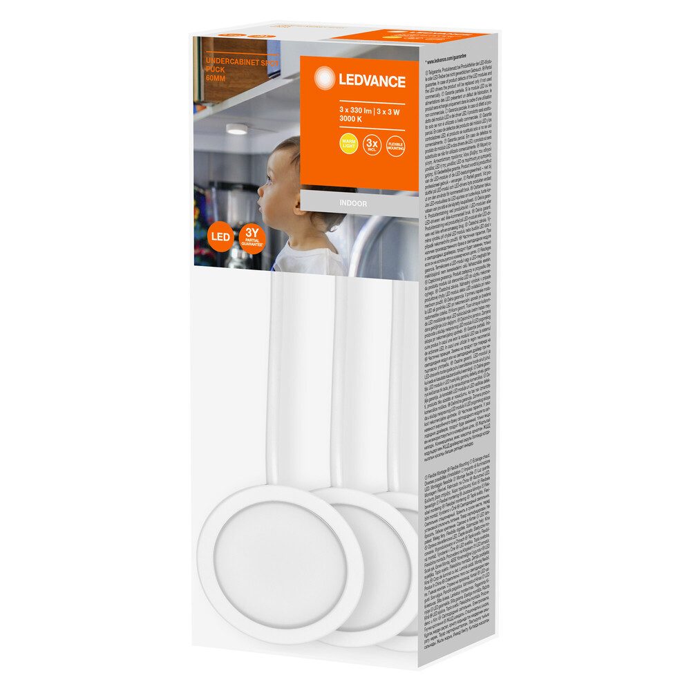 Ledvance LED Schrankinnenraumbeleuchtung 3-flammig, Einbau, 3W, warmweiß, 250lm, warmweiß
