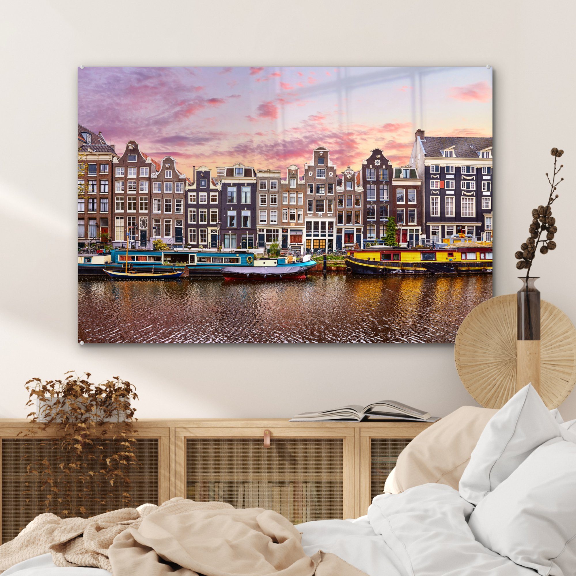 - Wohnzimmer & - Grachten, Acrylglasbilder Acrylglasbild (1 Schlafzimmer St), Amsterdam MuchoWow Häuser