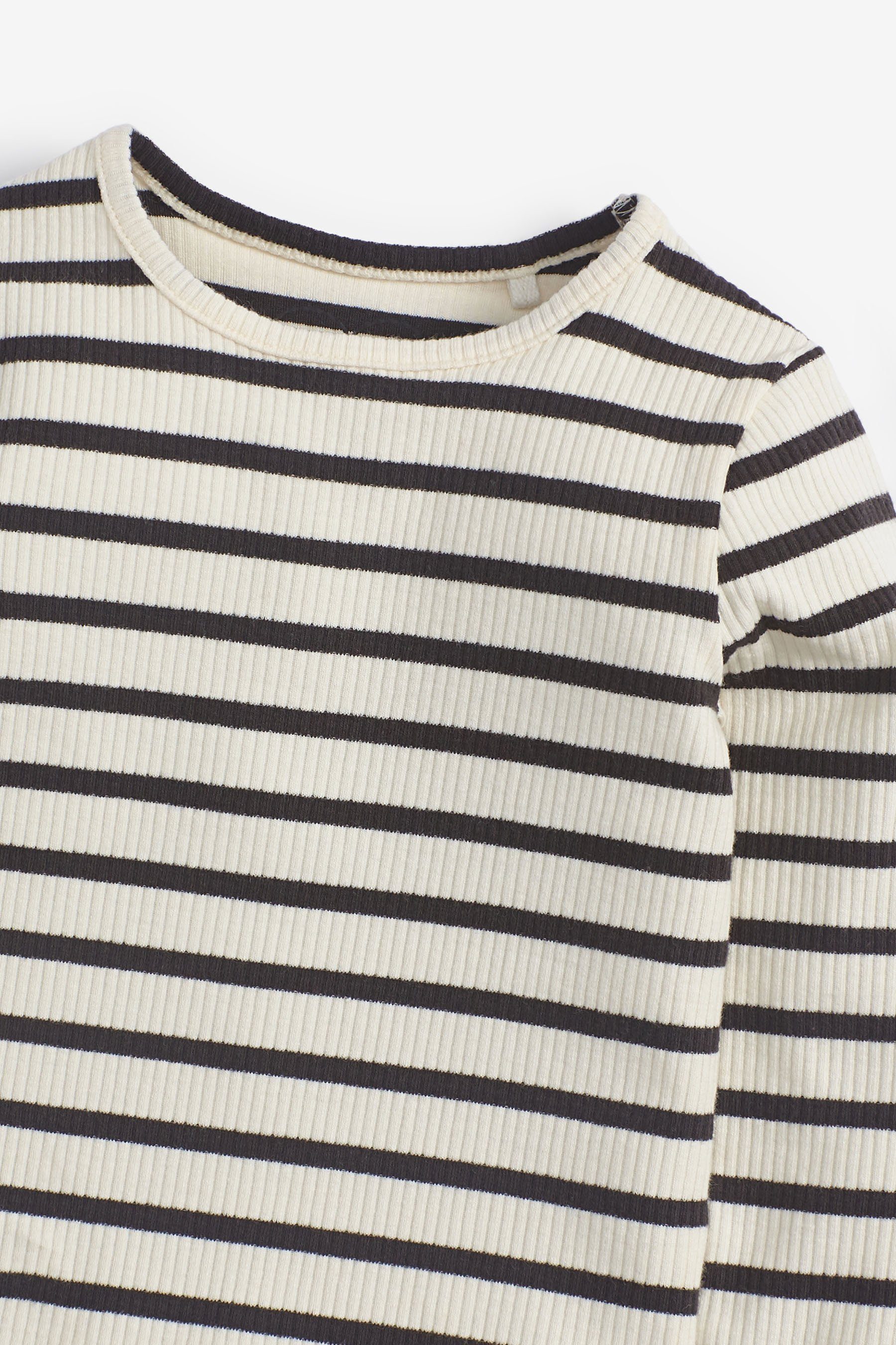 Next Langarmshirt Langärmeliges Feinripp-Shirt Black/White Stripe (1-tlg)