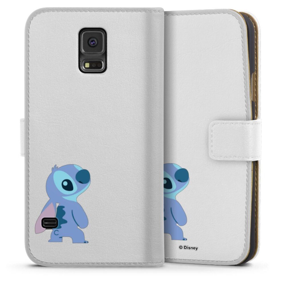 DeinDesign Handyhülle Lilo & Stitch Fanartikel Disney Stitch Smiling, Samsung Galaxy S5 Neo Hülle Handy Flip Case Wallet Cover