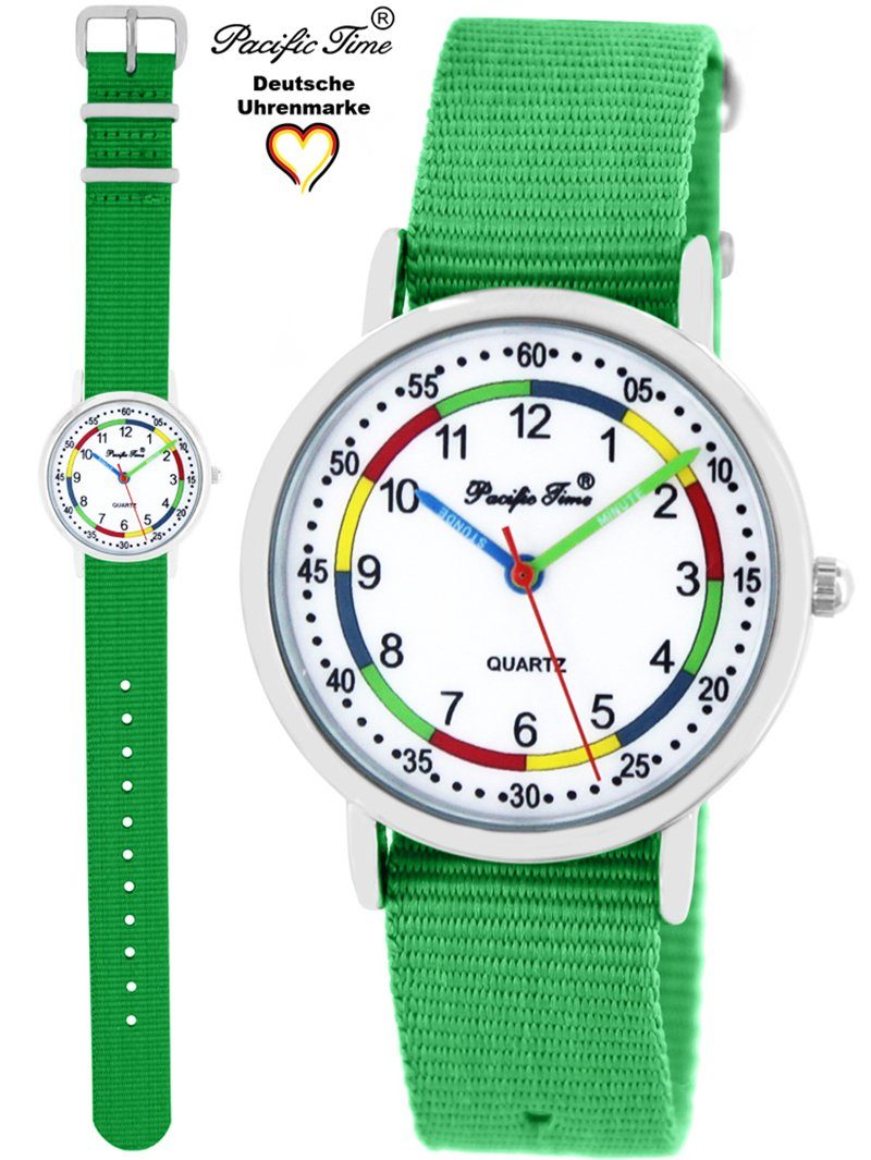 Pacific Time Quarzuhr Kinder Armbanduhr First Lernuhr Wechselarmband, Mix und Match Design - Gratis Versand grün