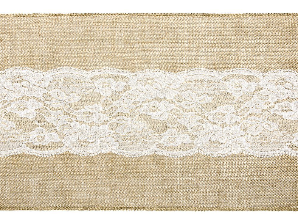 partydeco Tischläufer, Tischläufer Jute mit mittiger günstig online kaufen