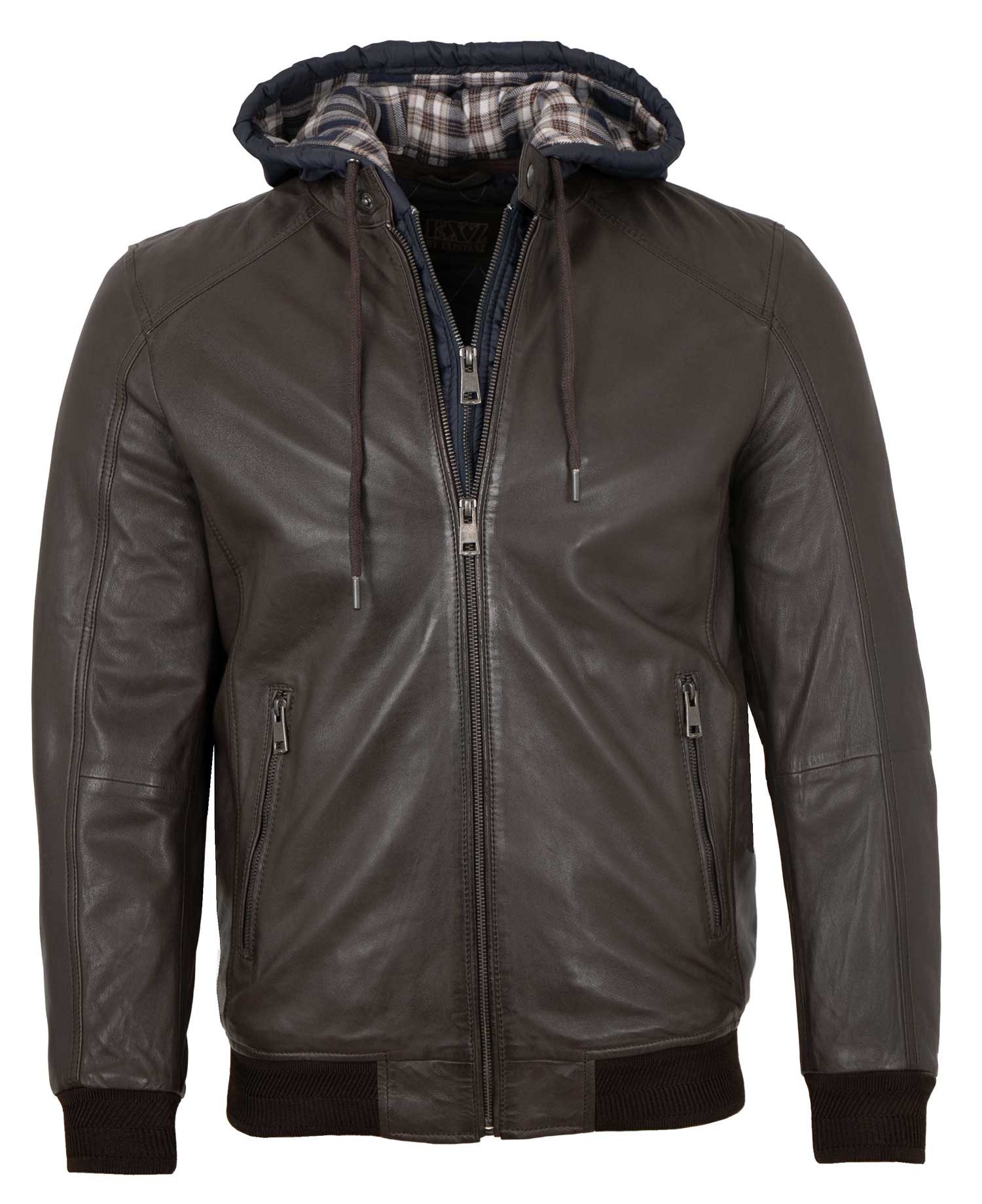 EXZ by Existenz Lederjacke Trebur Existenz - Herren Lederjacke Blouson Kapu günstig online kaufen