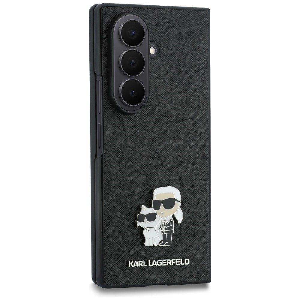 KARL LAGERFELD Handyhülle Galaxy Z Fold 8 Ultra Case Kunstleder Saffiano Schwarz 8 Zoll, Kantenschutz