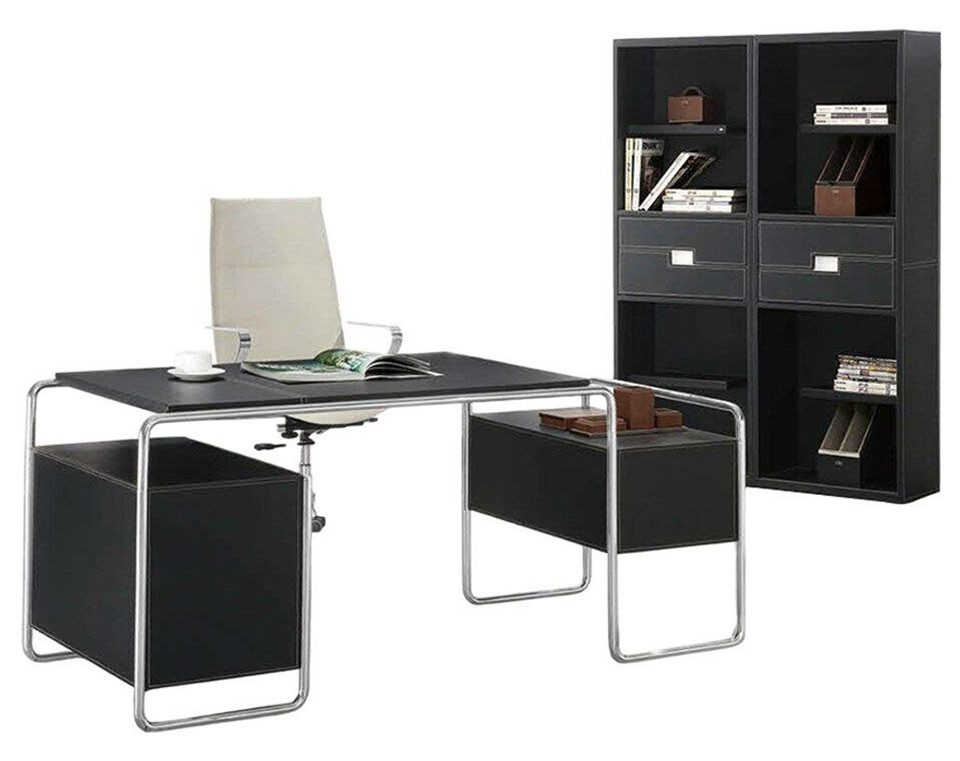Büromöbel-Set Möbel 3-tlg, Büro Set und Aktenschrank Schränke Schwarz