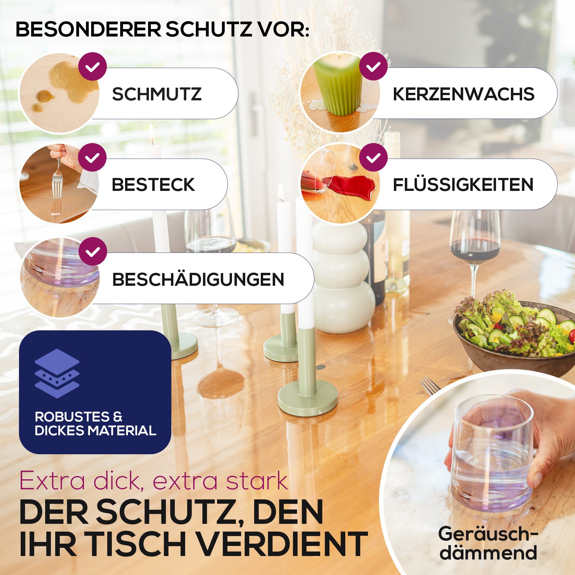 Beautex Tischdecke Glasklar Folie 2 mm + abgeschrägte Kante, transparente T günstig online kaufen