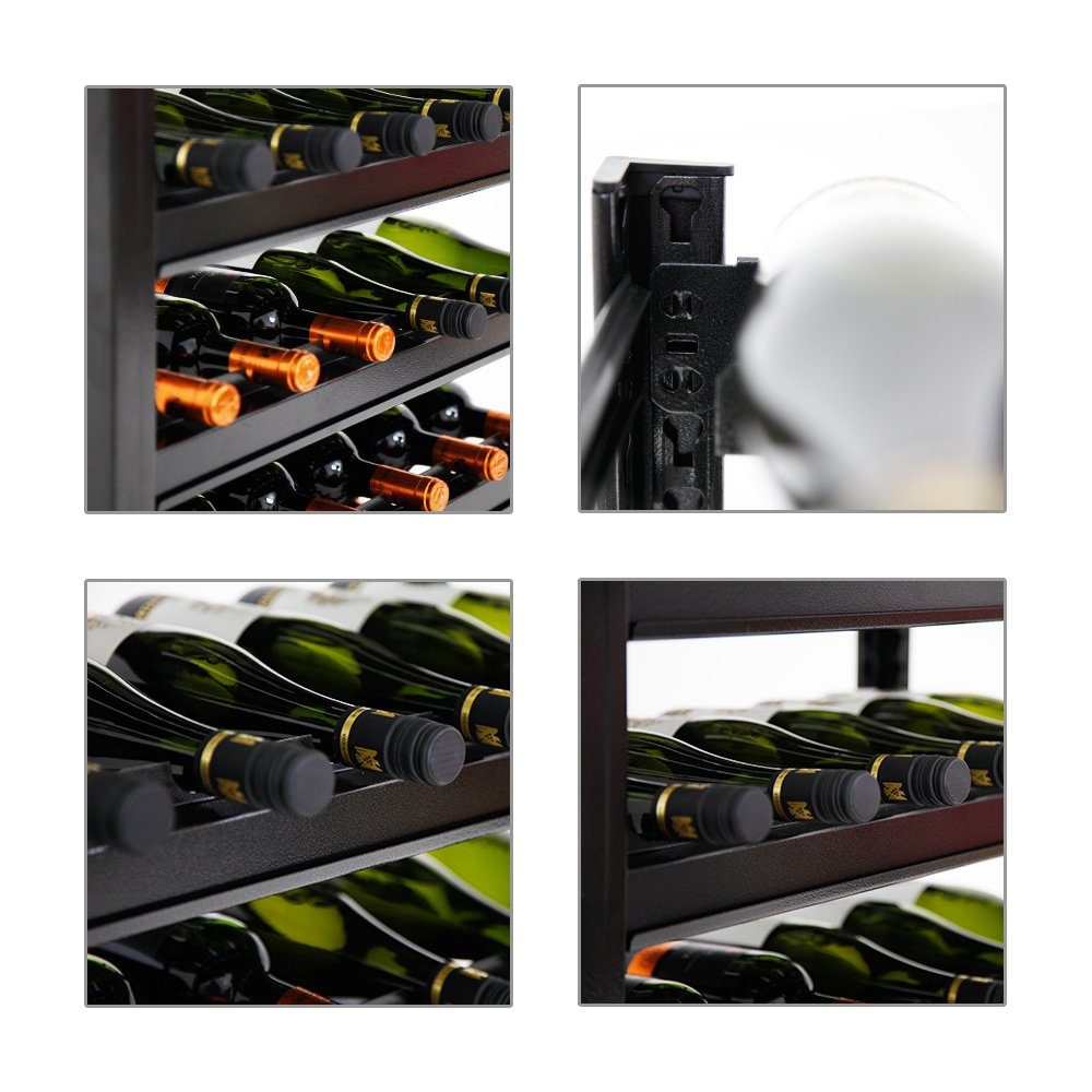 PROREGAL® Weinregal TOSKANA aus Metall HxBxT 75x60x30cm 30 Flaschen auf 5 Ebenen Schwarz, Stabiles Weinregal Flaschenhalter Flaschen Regal Getränkeregal