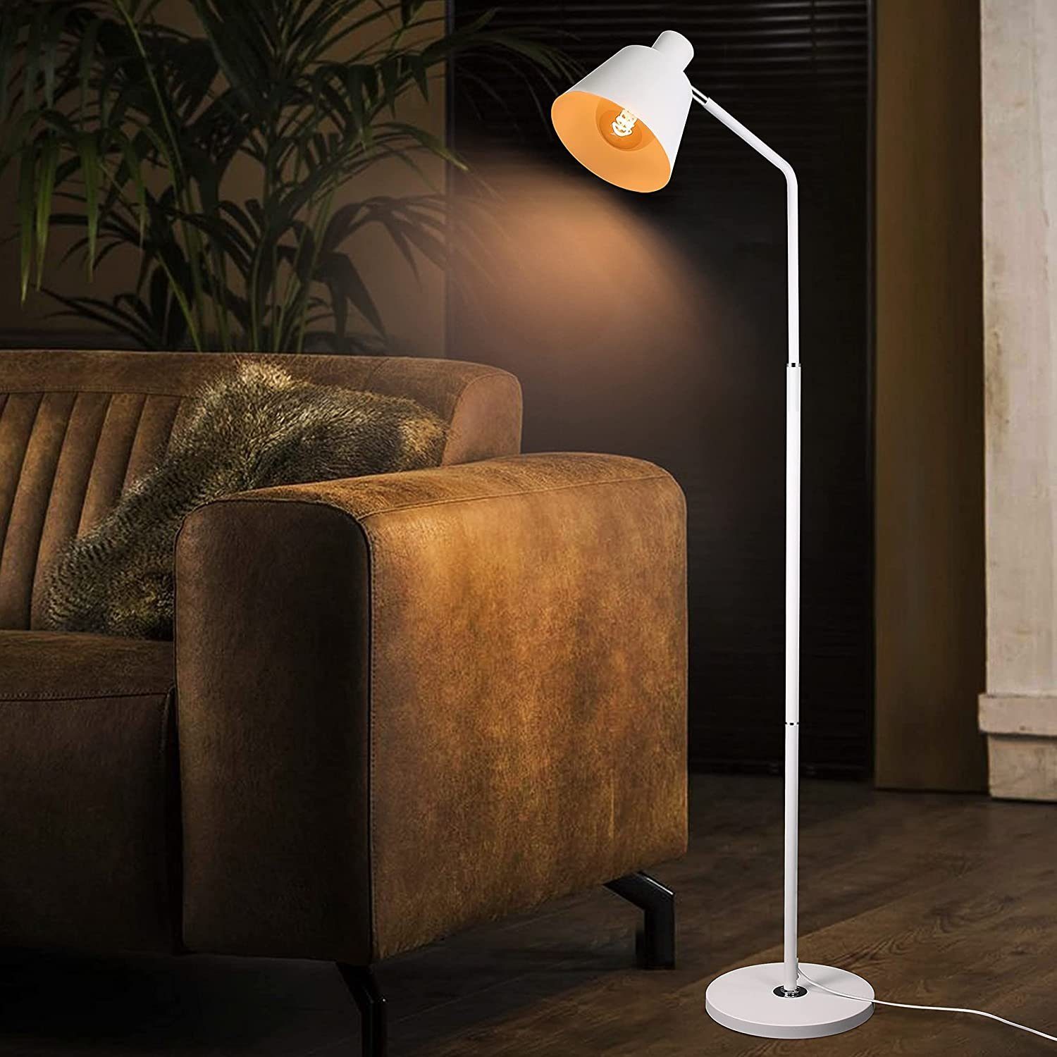 ZMH LED Stehlampe vintage retro 166cm E27 Wohnzimmer Kinderzimmer Büro, LED wechselbar Weiß | Standleuchten