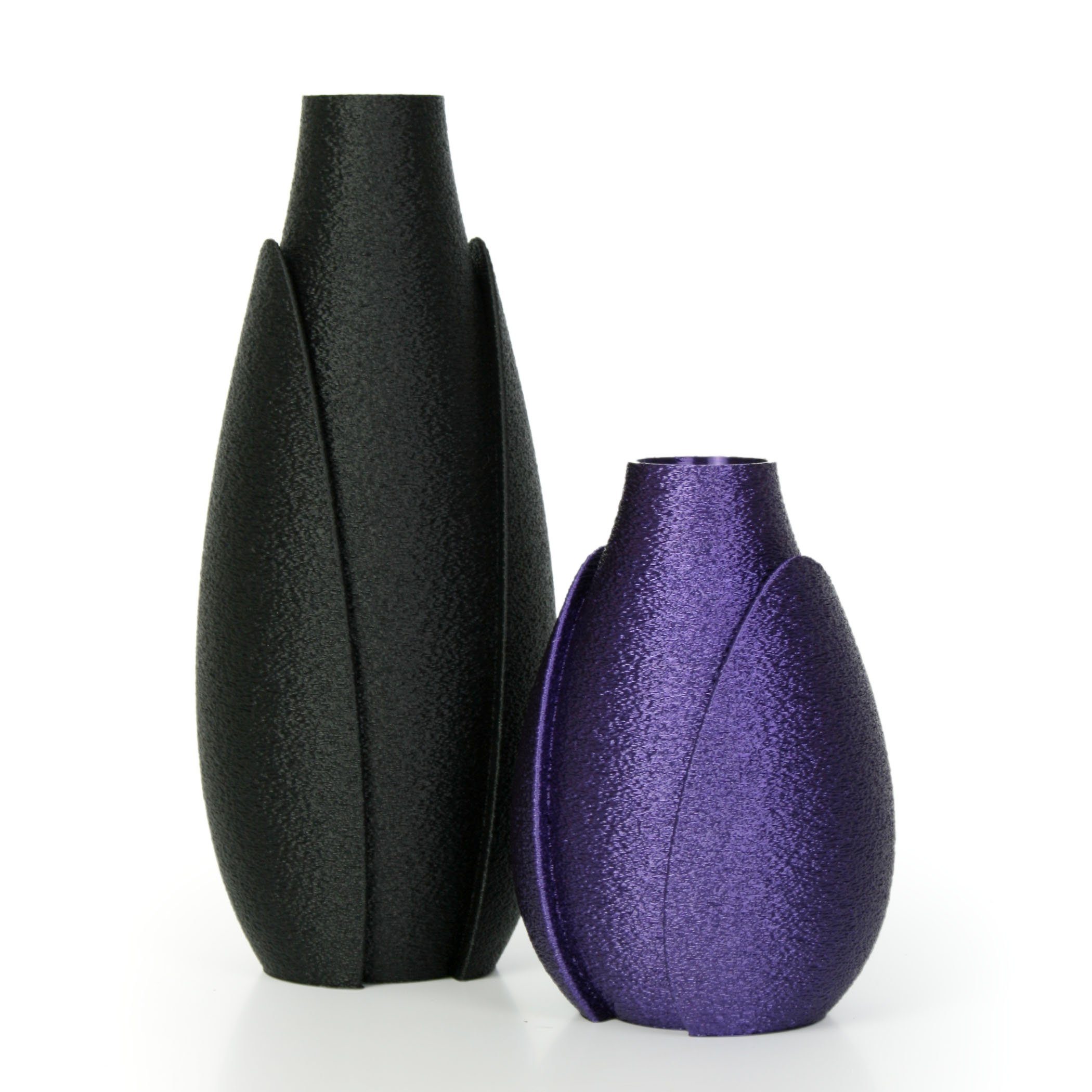 Kreative Feder Dekovase Designer Vasen-Set – Dekorative Blumenvasen aus Bio-Kunststoff (Set, Set bestehend aus 2 Vasen), aus nachwachsenden Rohstoffen; wasserdicht & bruchsicher Schwarz & Lila