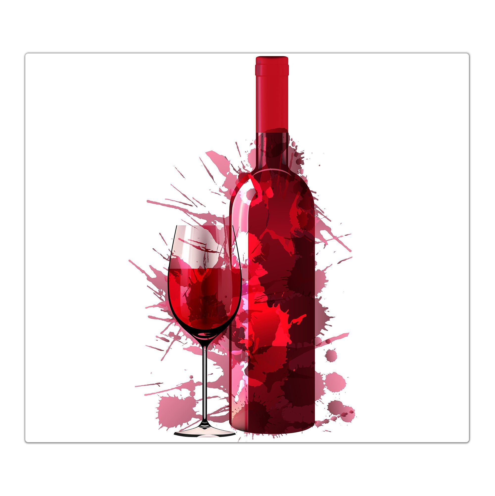 Primedeco Herd-Abdeckplatte Herdabdeckplatte Spritzschutz aus Glas Flasche und Glas Wein, Glas, (1 tlg)