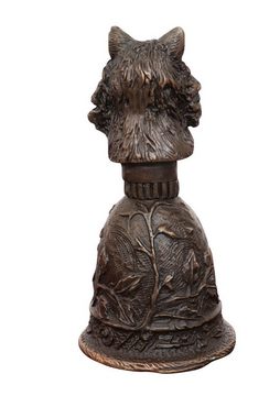 Aubaho Dekoobjekt Tischglocke Katze Handglocke Glocke Bronzeskulptur Antik-Stil Bronze F